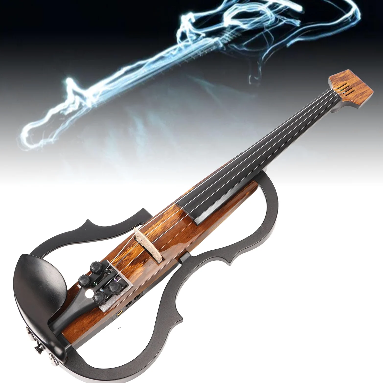 Violino elettrico silenzioso full size 4/4 con corpo in fibra di carbonio, timbro regolabile, pickup integrato e connettività del metodo audio per la pratica quotidiana