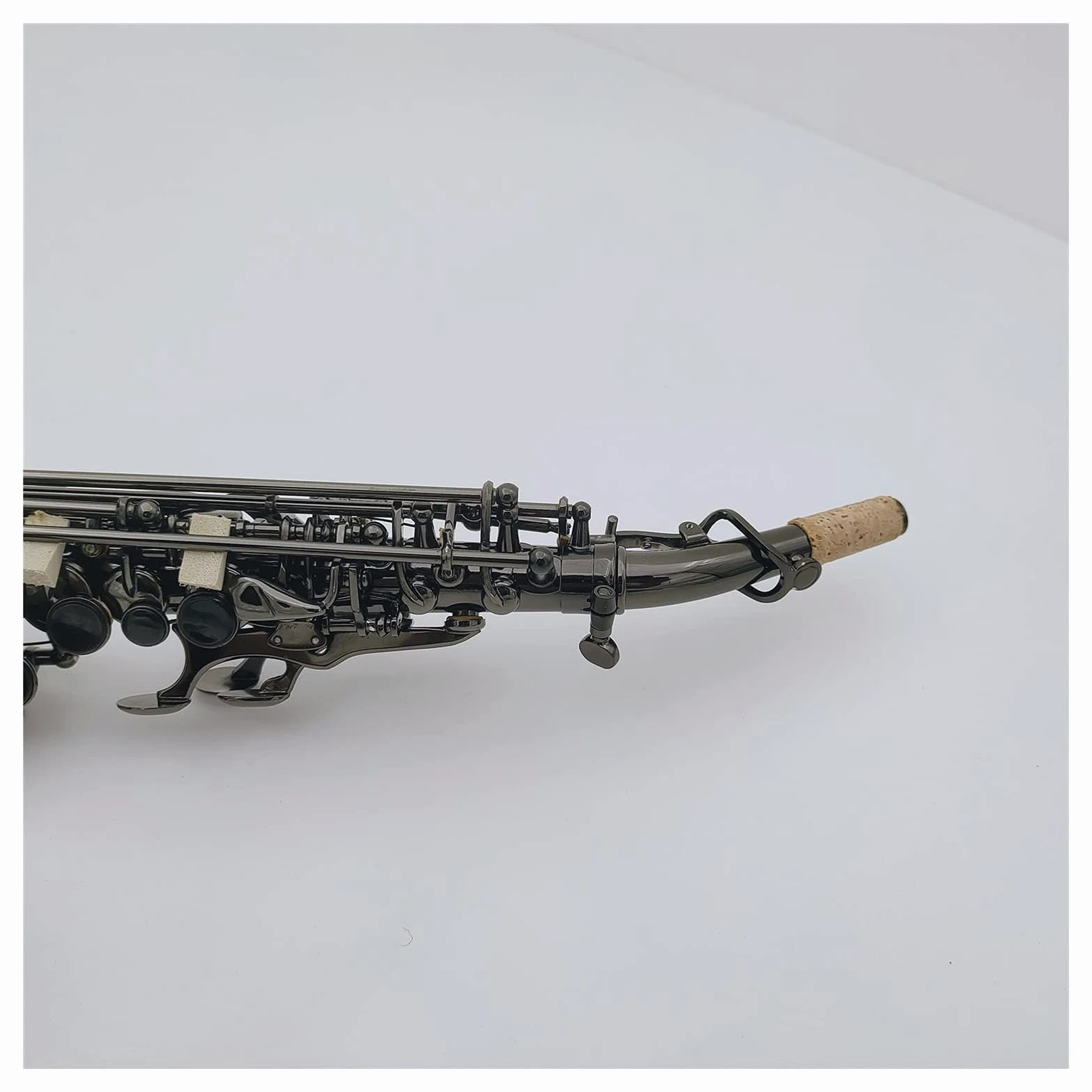 Sax Principianti Kit Soltanto Un Sassofono Soprano Curvo B Nero Piatto Nero Strumento Musicale Professionale con Custodia Strumento a fiato (Color : Army Green)