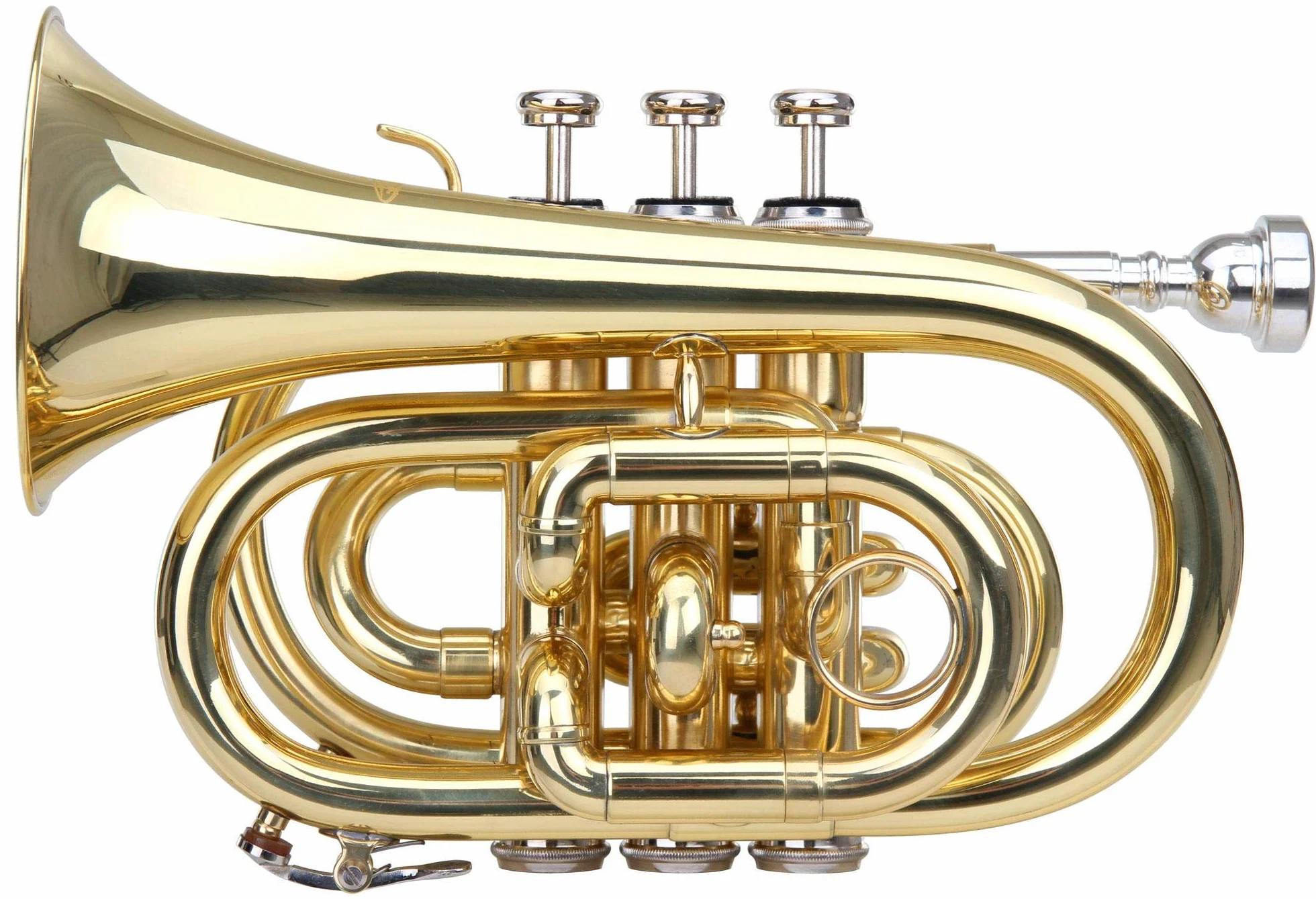 Classic Cantabile Brass TT-400 Tromba Tascabile in Sib, ottone, campana 93 mm, foro 11,8 mm, intonazione Sib, con custodia leggera, bocchino, panno pulizia e guanti, verniciata trasparente.
