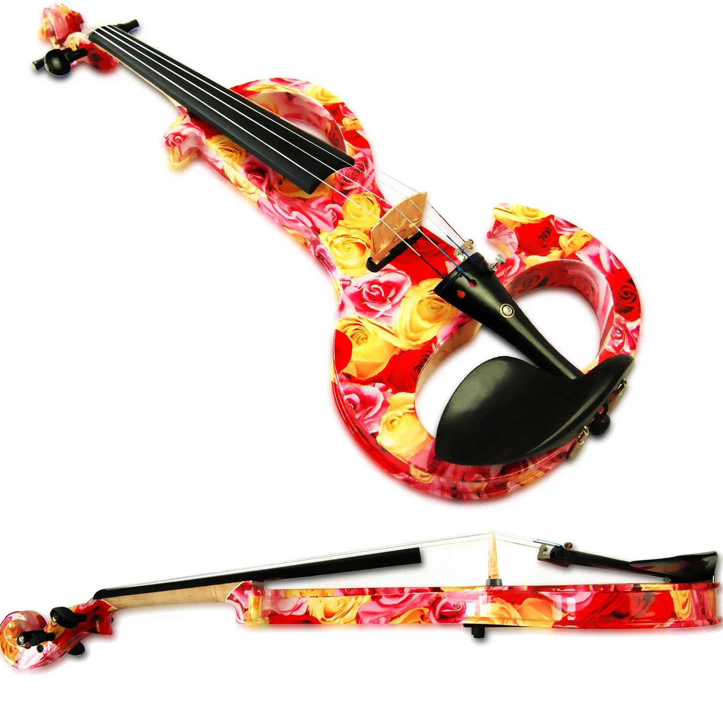 Aliyes - Violino elettrico professionale a mano da donna, silenzioso, 4/4, in legno massello, professionale, per principianti, per violino da viaggio, per spalla, 1003