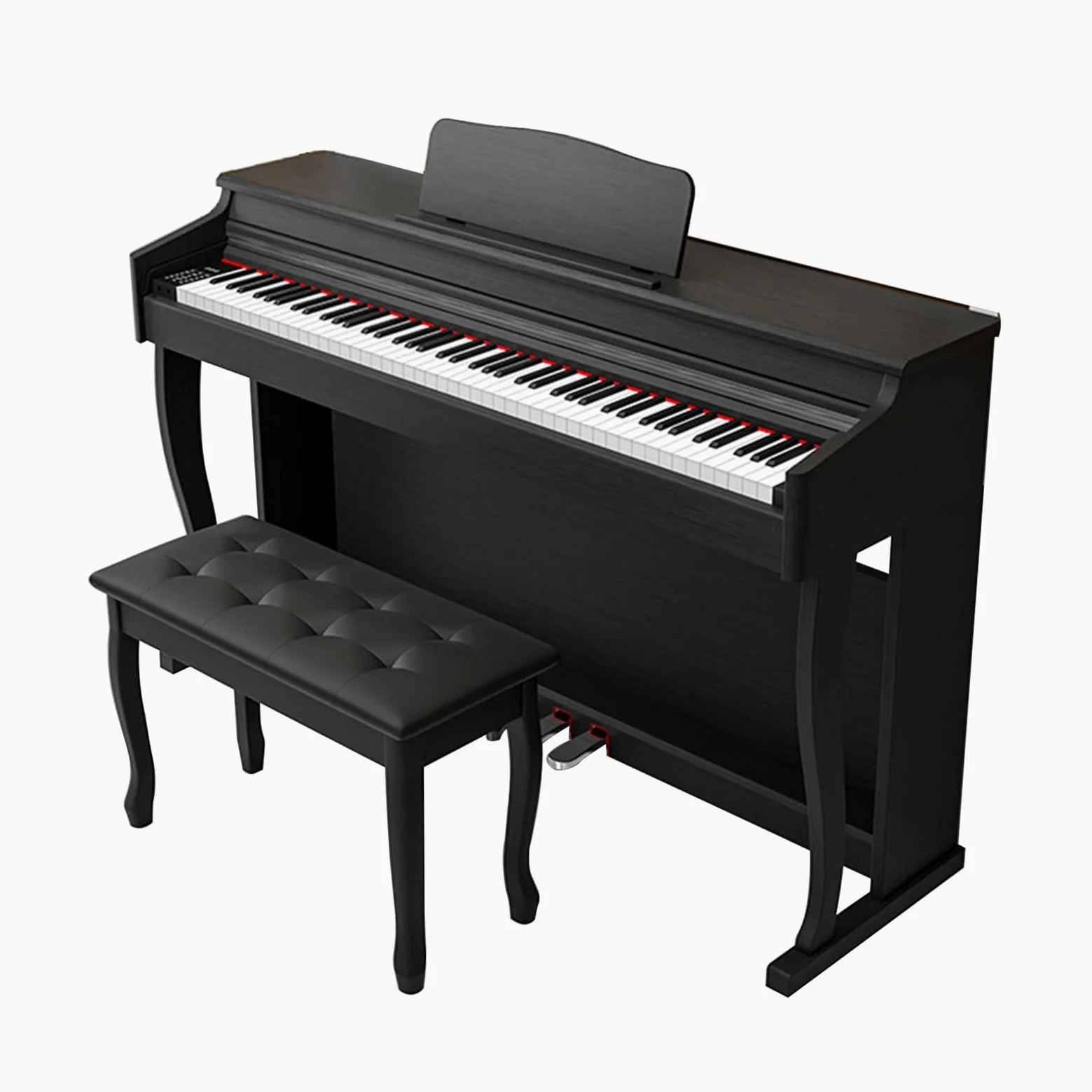 Pianoforte elettrico a 88 tasti con meccanismo a percussione, tastiera digitale verticale for uso domestico, pianoforte elettronico for adulti professionisti con 3 pedali, supporto USB-MIDI(Black)