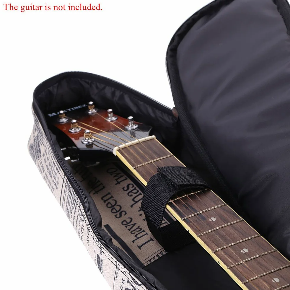 Btuty Custodia per chitarra da 104 cm, in tessuto Oxford 600D impermeabile, stile giornale, doppia cucitura, con cinghie imbottite, custodia per chitarra acustica classica folk da 104 cm, bianco e