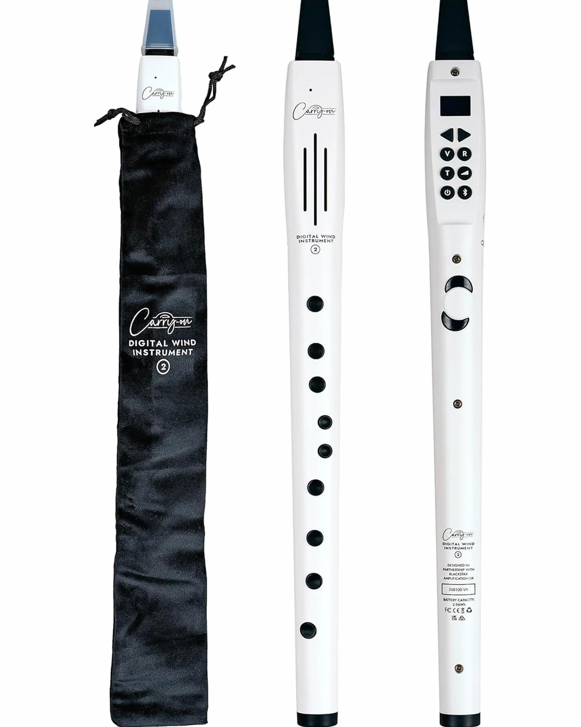 Carry-on Strumento a fiato digitale 2-10 voci, batteria ricaricabile USB integrata, uscita cuffie per pratica silenziosa, registratore digitale Midi Over Bluetooth bianco