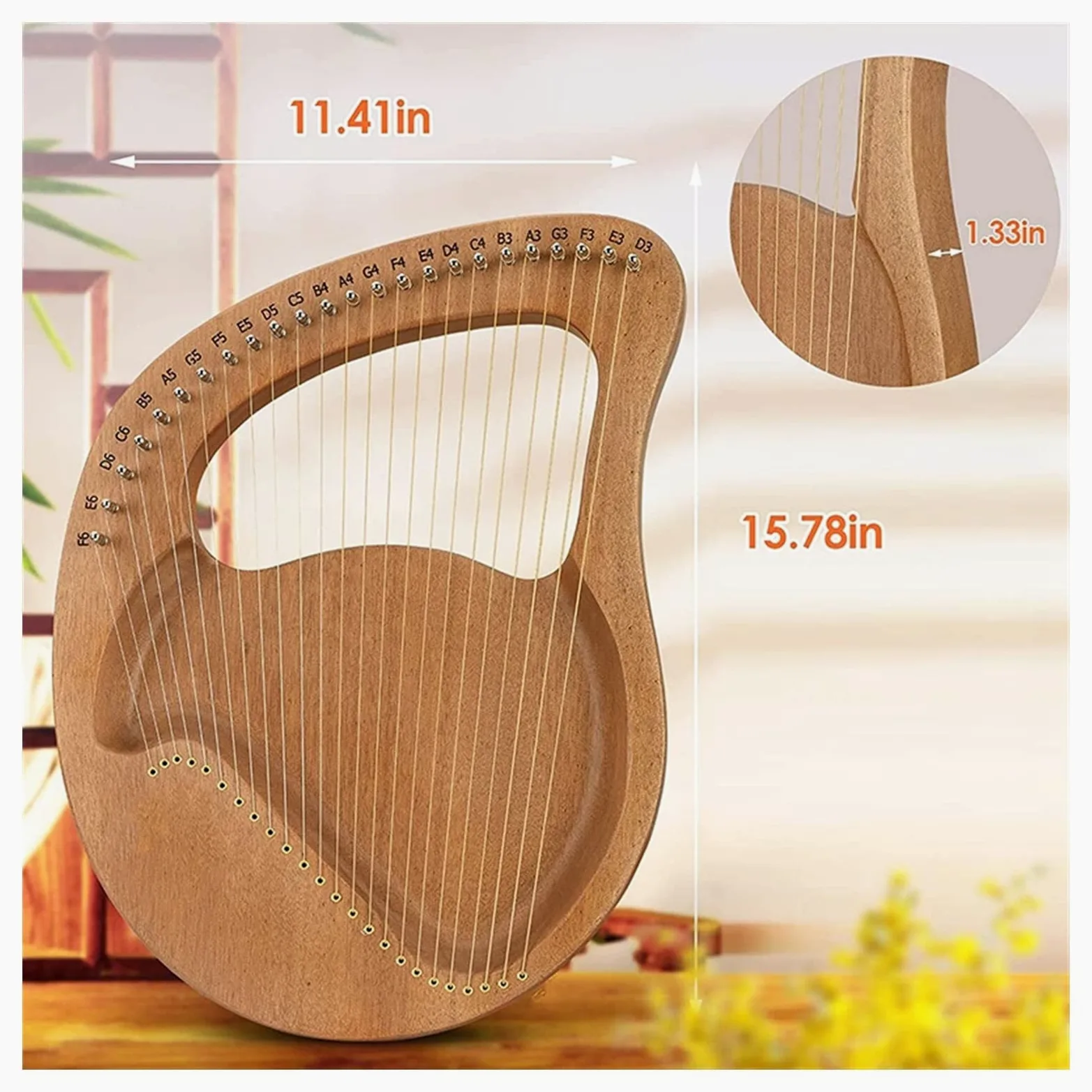 Arpa portatile, violino greco, arpa portatile, strumento musicale, arpa lira 24 corde con chiave accordatura per amanti della musica e principianti.
