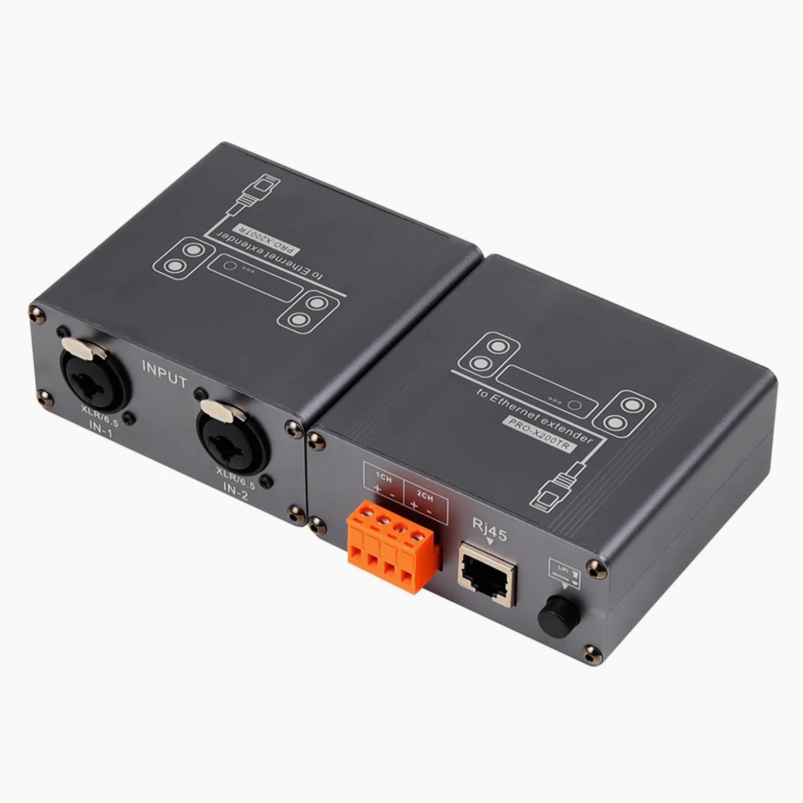 XLR 6,5mm Musica a Ethernet Extender con isolamento acustico per dispositivi professionali RJ45 Cat5 / Cat6 Ethernet Extender Sound Net Elongator
