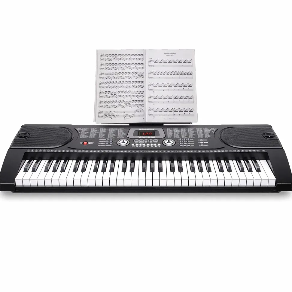 Bakaji Tastiera Musicale Pianola Elettronica 61 Tasti Pianoforte Multifunzione con 255 Ritmi 24 Brani Preimpostati Funzione Percussione Ingresso AUX Leggio Porta Spartito/Tablet e Microfono