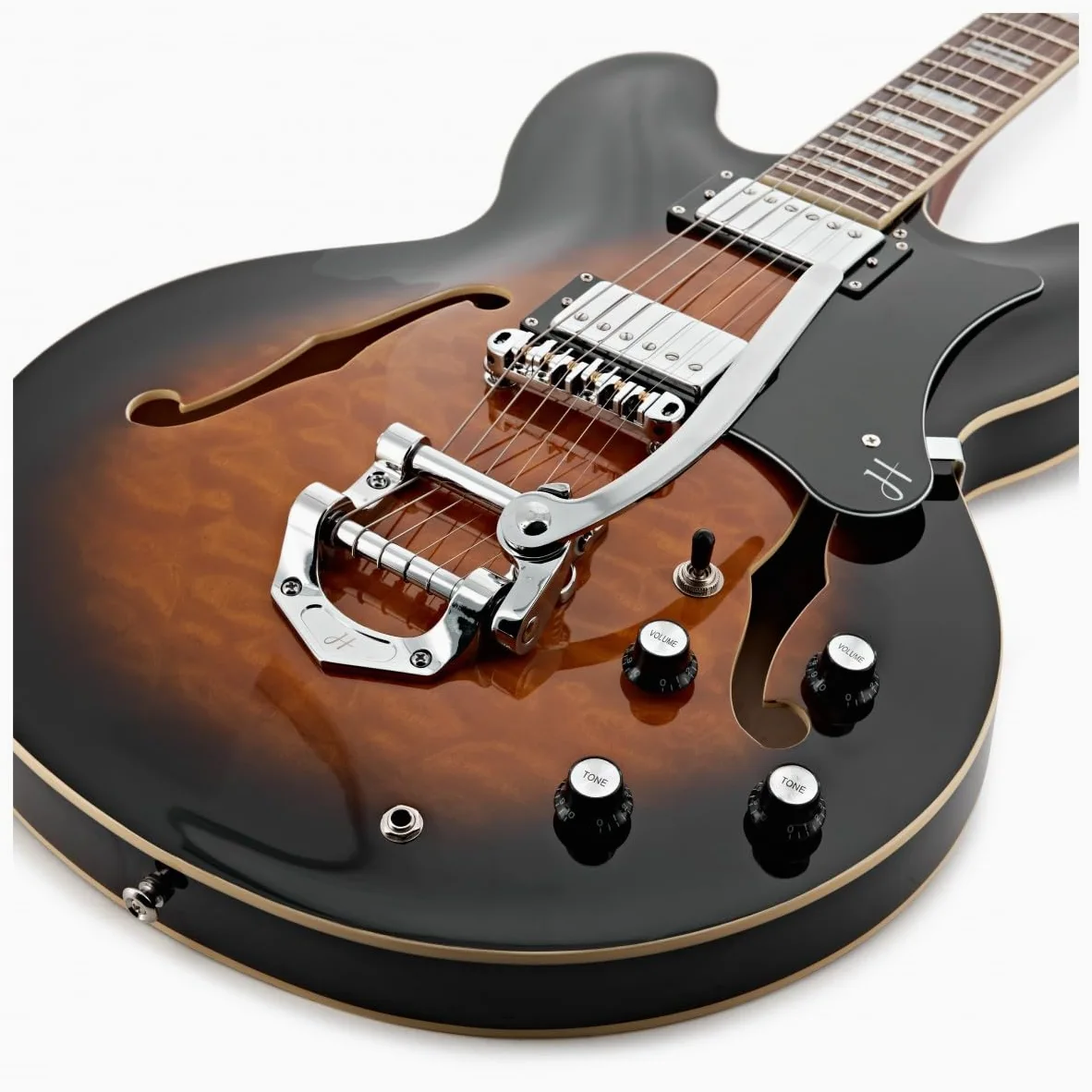 Hartwood Chitarra semiacustica Revival Legend TR, Sunburst | Toni Profondi e Risonanti dal Corpo in Tiglio, Braccio Tremolo Integrato per Vibrato Sfumato, Semi-Cavo, Sunburst