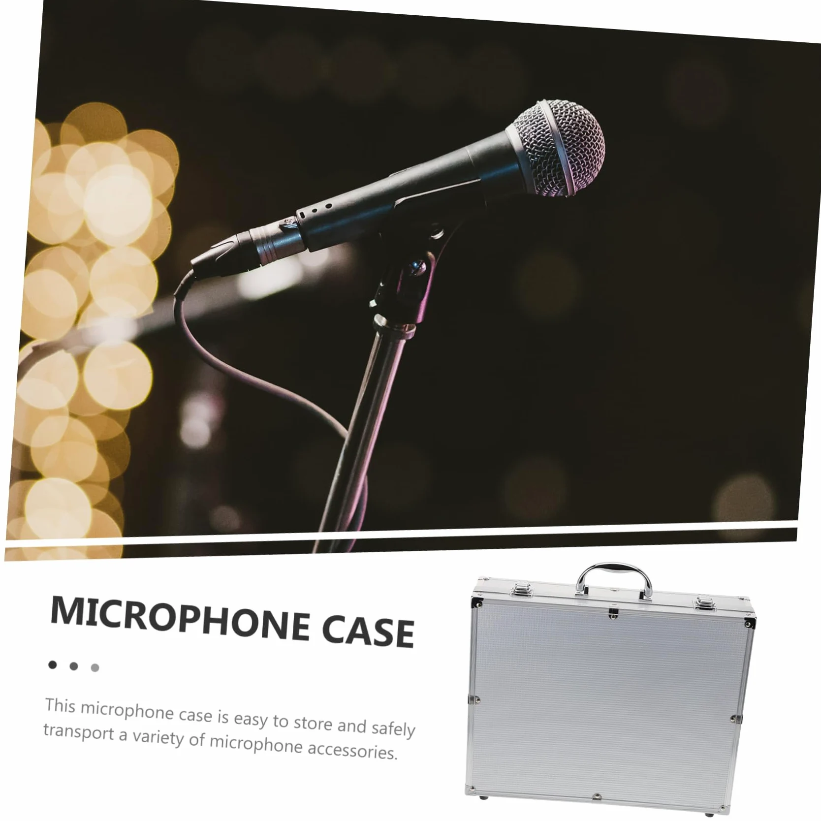SUPVOX Custodia Rigida Capacità 4 Microfoni per Microfono Wireless con Maniglia Protezione Antipolvere Stabile in Lega di Alluminio con Schiuma per Viaggi