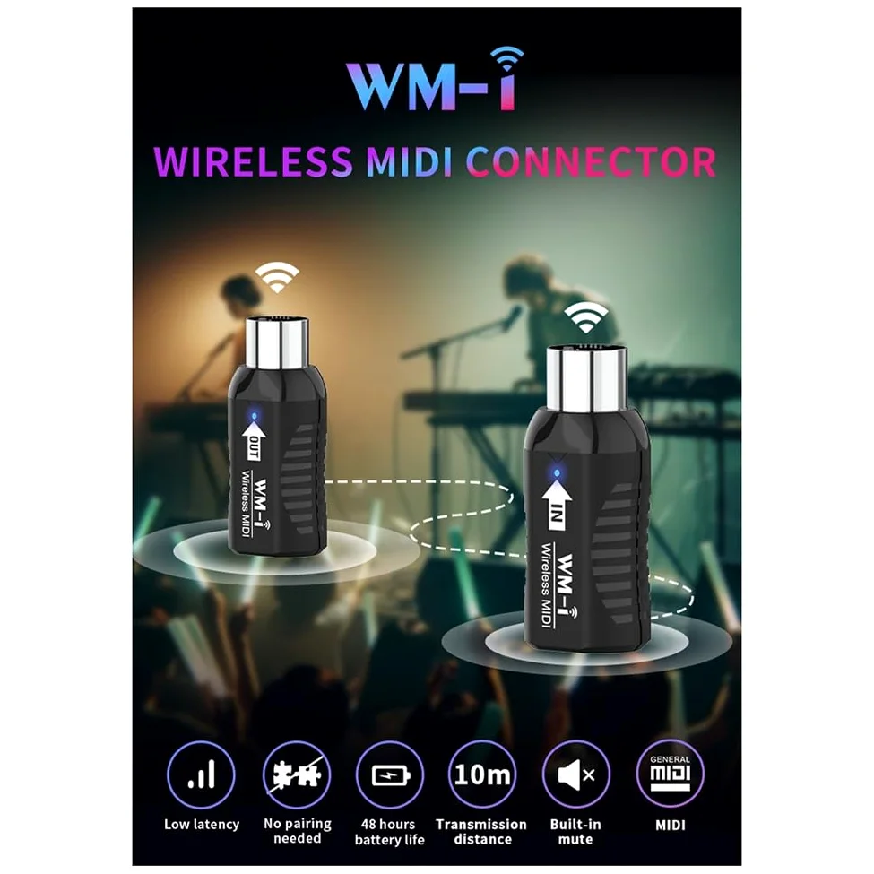 Trasmettitore Ricevitore Audio per Chitarra Wireless Midi Ricaricabile Adattatore Midi Wireless per Tastiera di Pianoforte Digitale