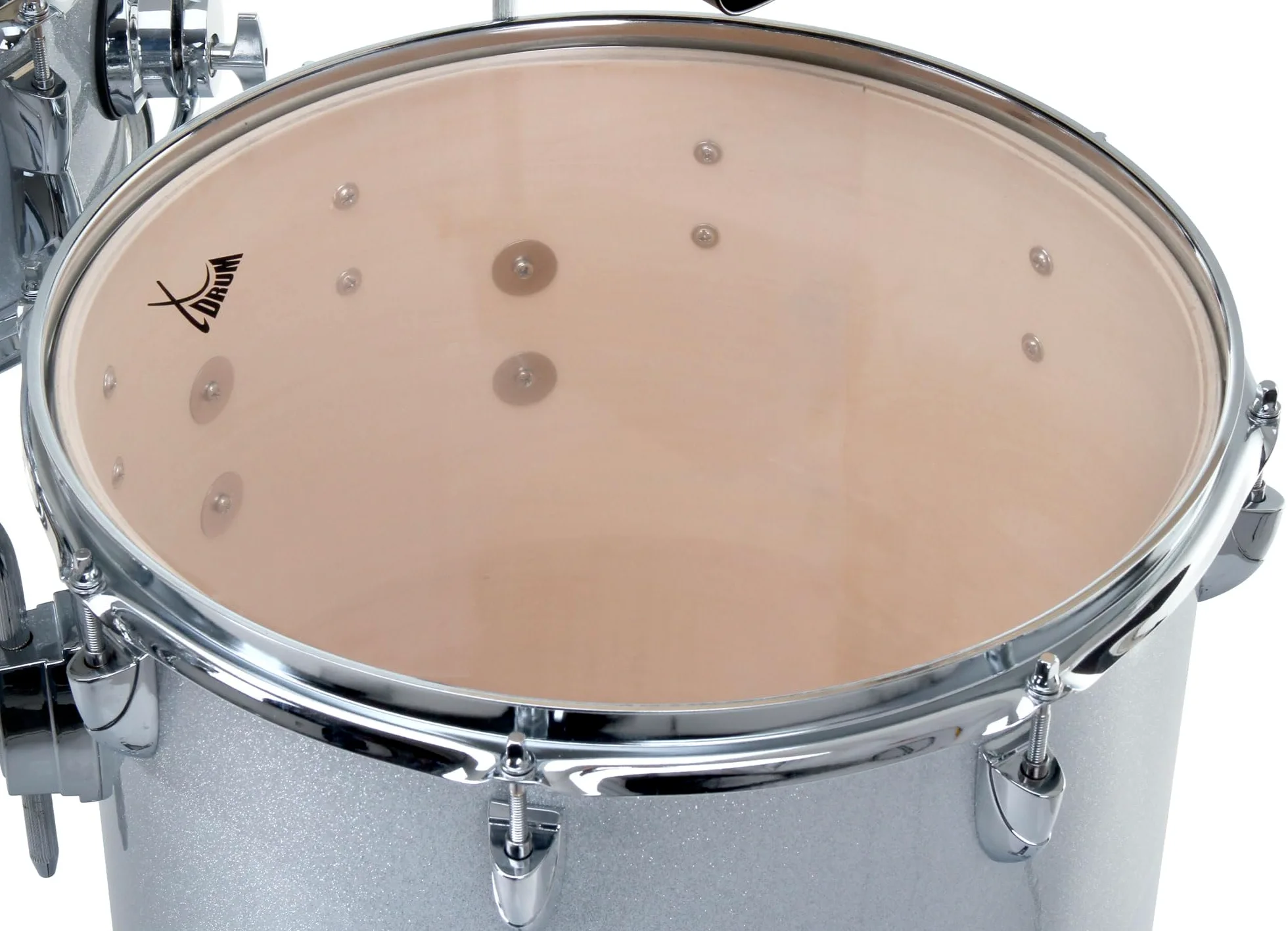 XDrum Club Drumset Cocktail Batteria (incl. piatti, cowbell, bacchette e chiave di accordatura) Silver Sparkle