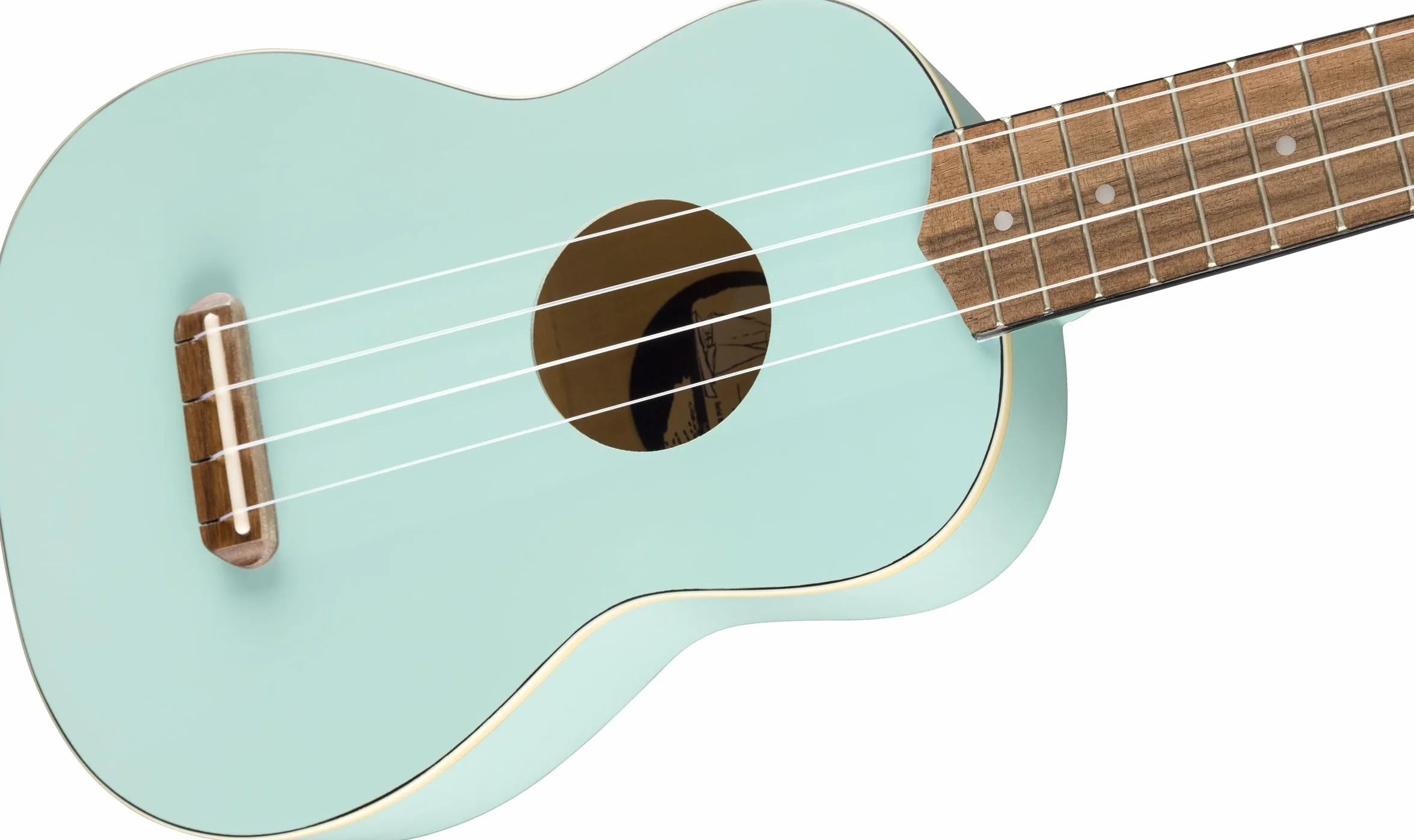 Fender Venice Ukulele Soprano, Daphne Blue, Tastiera in Noce, Design Leggero, Stile Classico, Include Lezioni Virtuali Gratuite