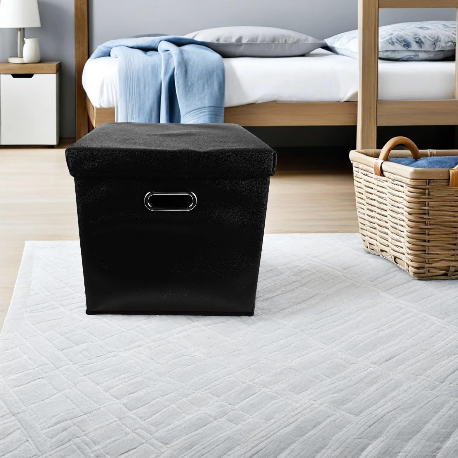 Uonlytech Porta Dischi Vinile Nero con Manico Resistente All'acqua in Pu e Lega, Contenitore Portatile per Album Vinile, Organizer Compatto per Raccolta Musicale