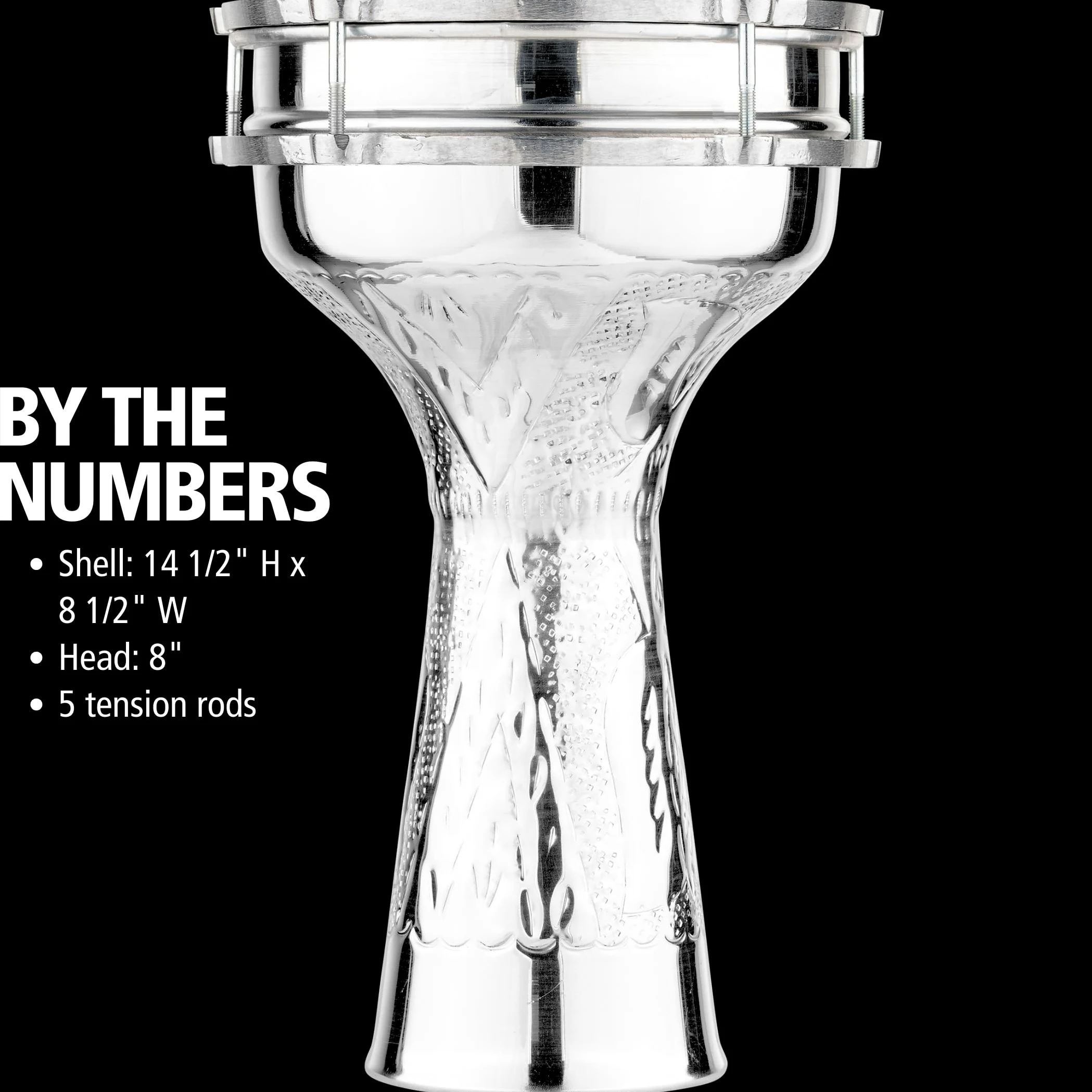 Meinl Percussion Aluminum Jingle Darbuka – Tamburo a Mano Molto Grande – Con Jingle Effect – Diametro 8 Pollici – Aluminum, Silver (HE-314)