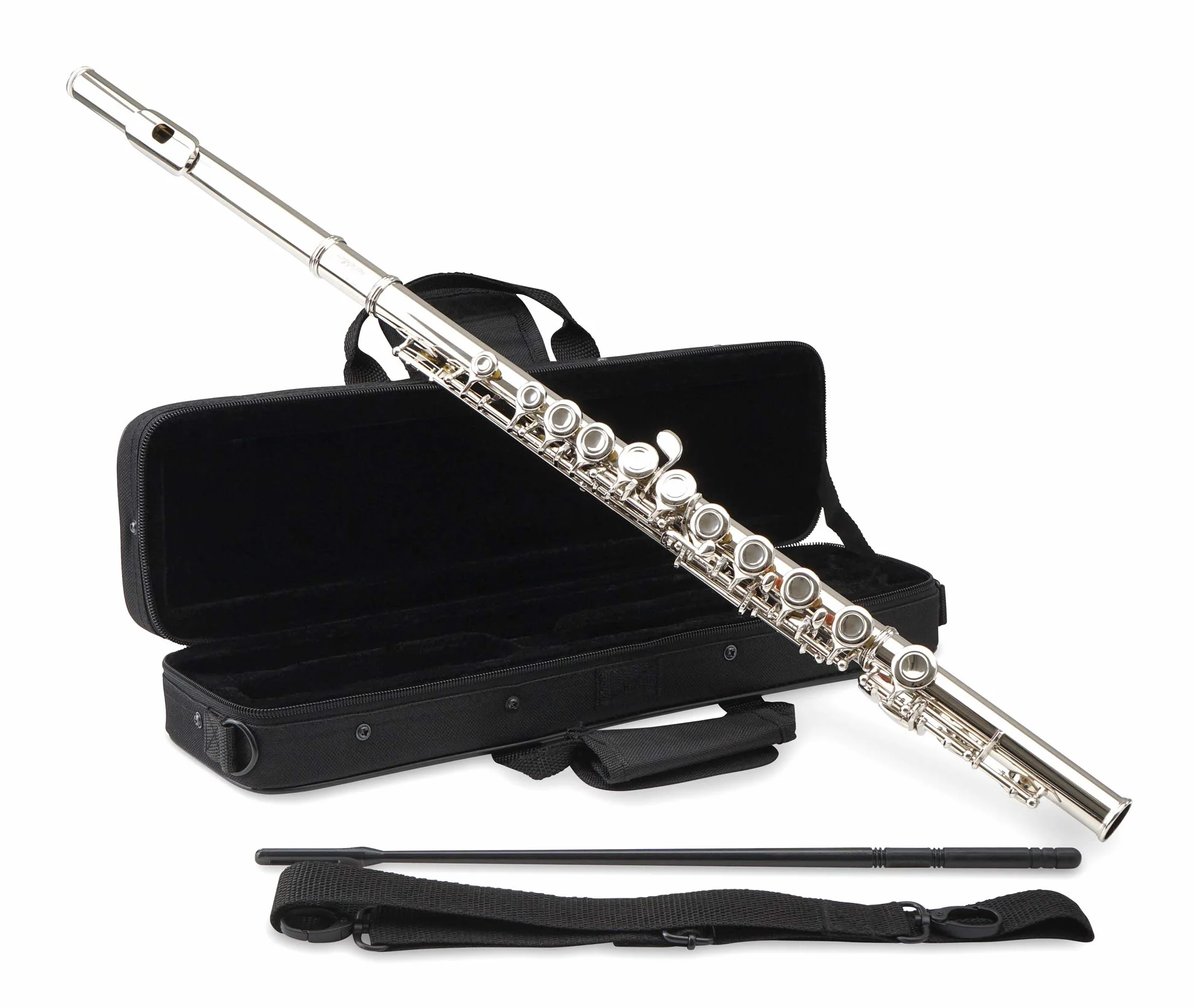 Classic Cantabile FL-100 Flauto Traverso Nichelato Set, Chiavi chiuse | Ottimo strumento per principianti, Completamente in nichelato (testa, corpo e meccanica), Meccanica E fluida, Suono caldo