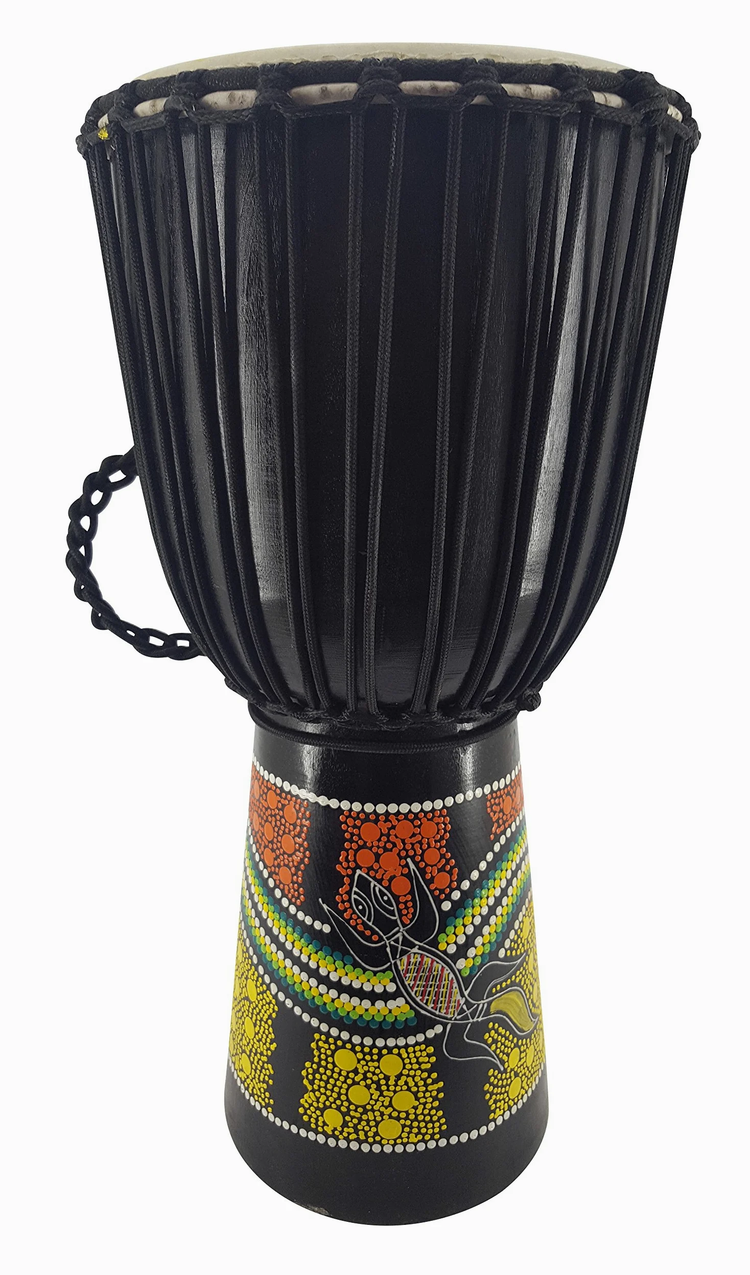 40cm tamburo djembe professionale bongo drum bush drum percussioni motivo colorato geco dipinto - (Per bambini dai 6 anni in su)