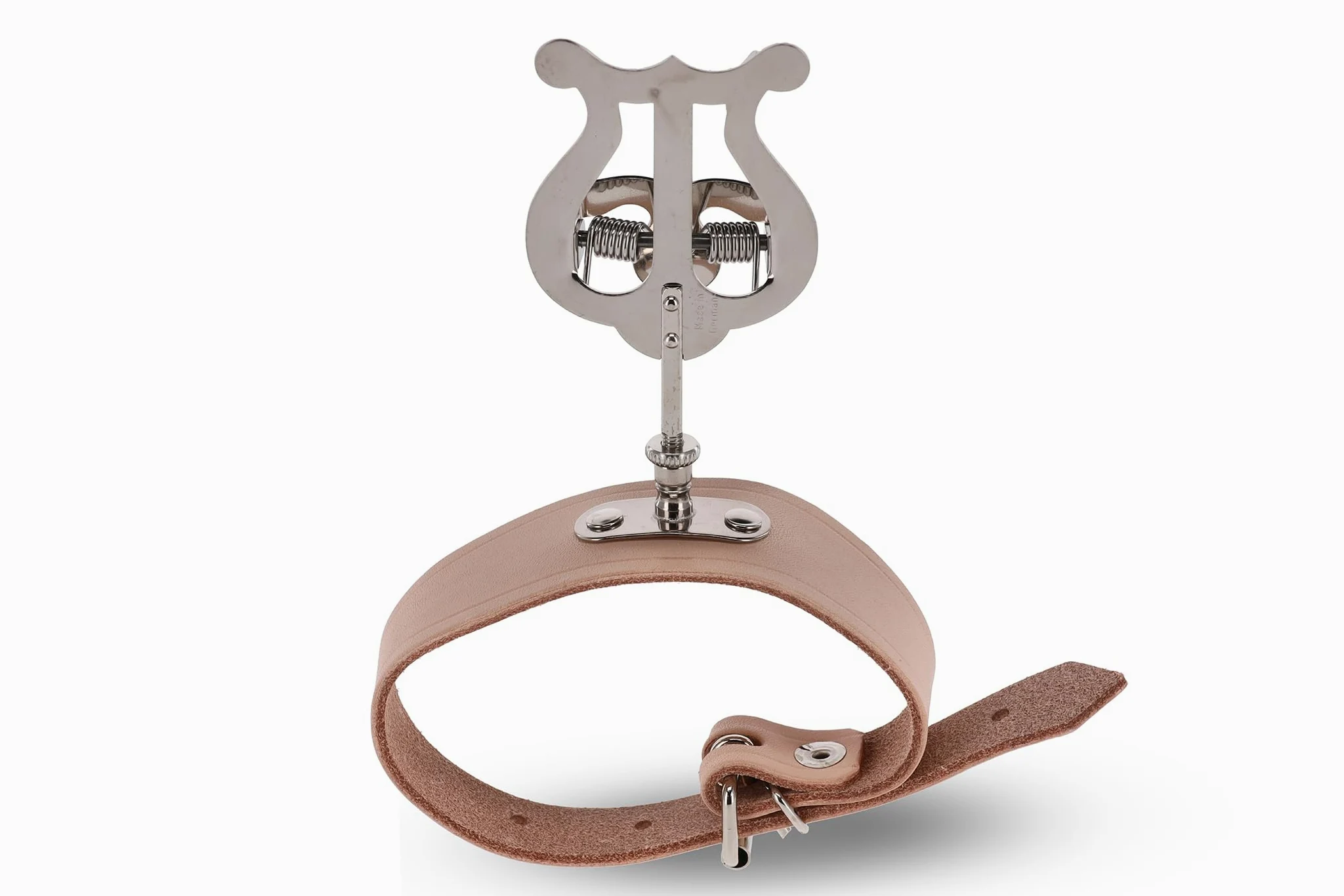 GEWA Porta spartiti da marcia Flauto - Nichelato - Piccola Lira - 1 Pulsante - Ampio bracciale in pelle