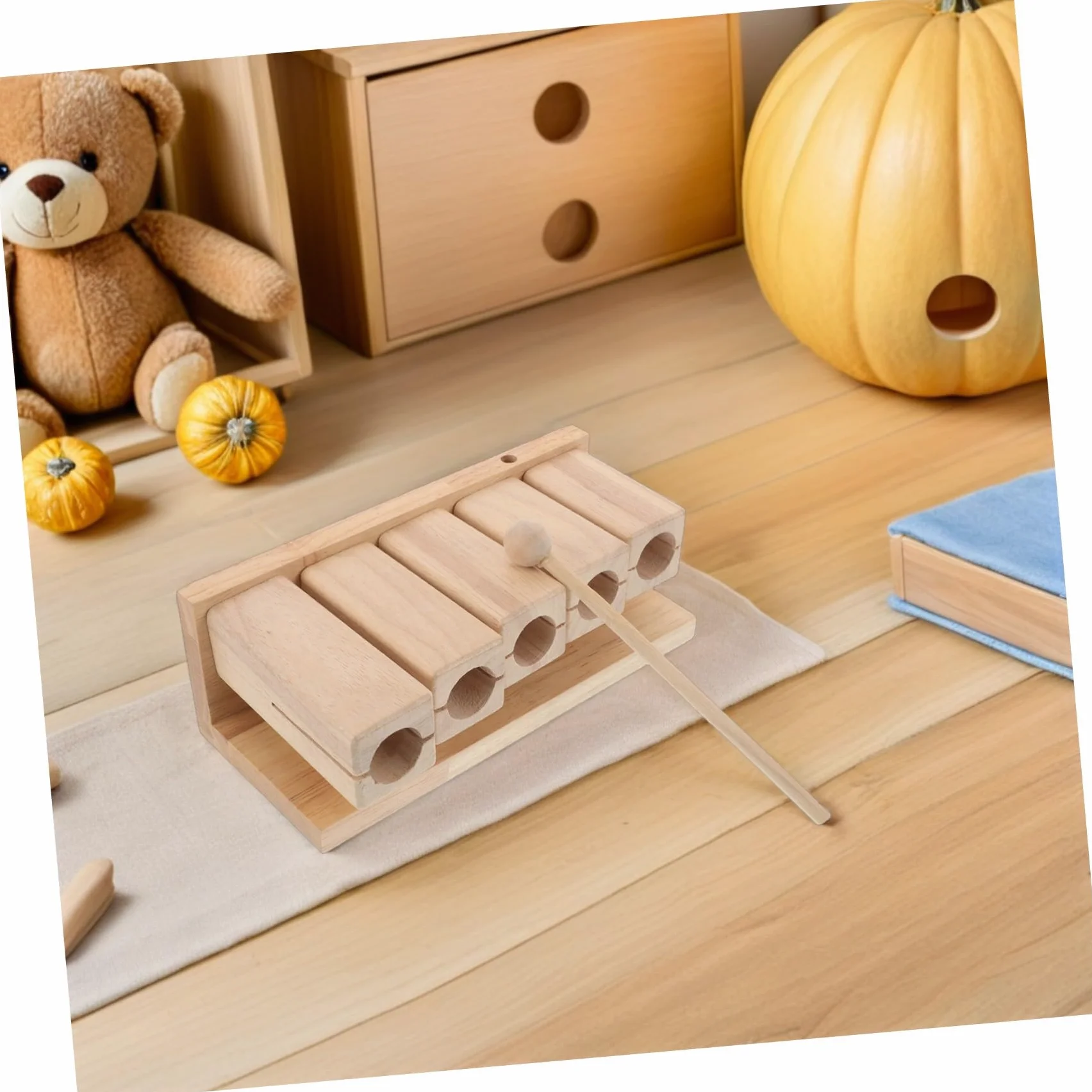 Yardwe Strumento Orff in Legno a Cinque Toni con Mazza, Strumento di Percussione Educativo per Ragazzo Ragazza in Età Prescolare, Suono Naturale e Risonante per Apprendimento Interattivo
