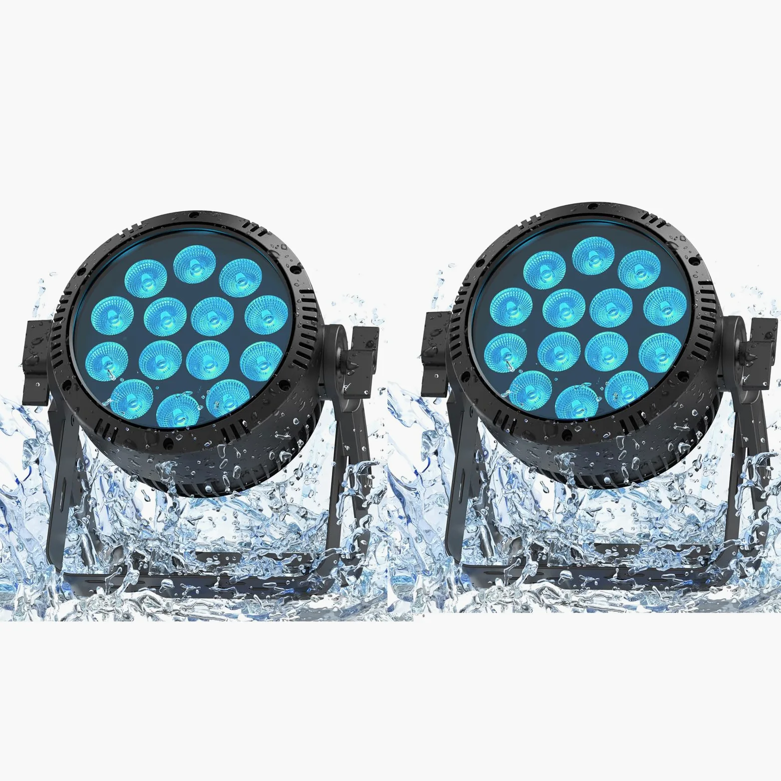 2PCS 210W Par LED IP65, RGBW 14 LED Luce Scena Impermeabili Controllo D MX 4/9CH, Dimmer 0-100% illuminazione da palco per Discoteca show Festa Scena Performance nei Giorni di Pioggia