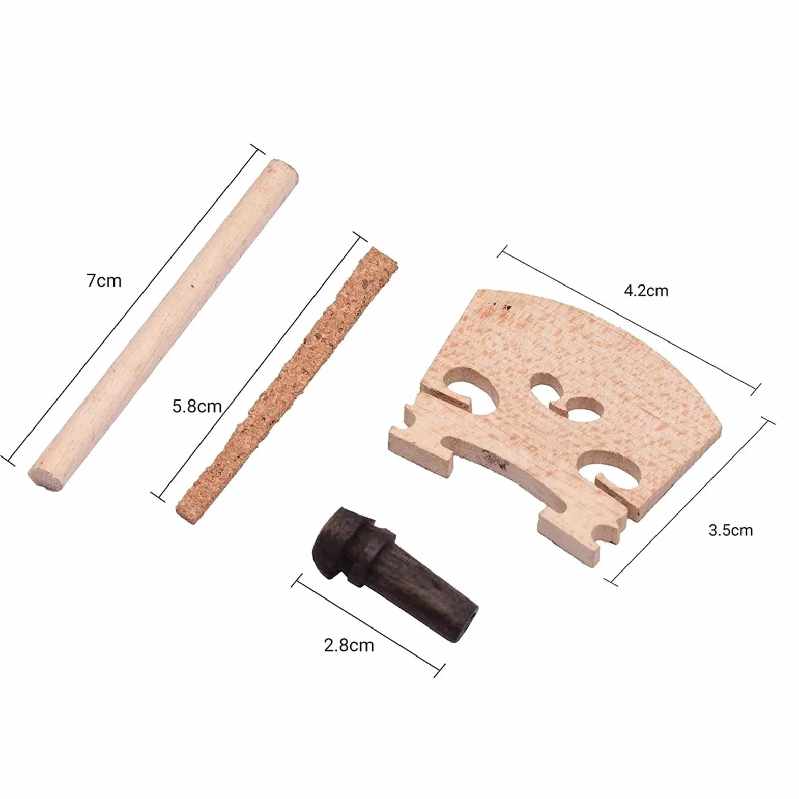 Kit di accessori per violino a grandezza naturale 4/4 Mentoniera 4 piroli 4 accordatori fini Tailgut Endpin Ponte in acero accessori per violino