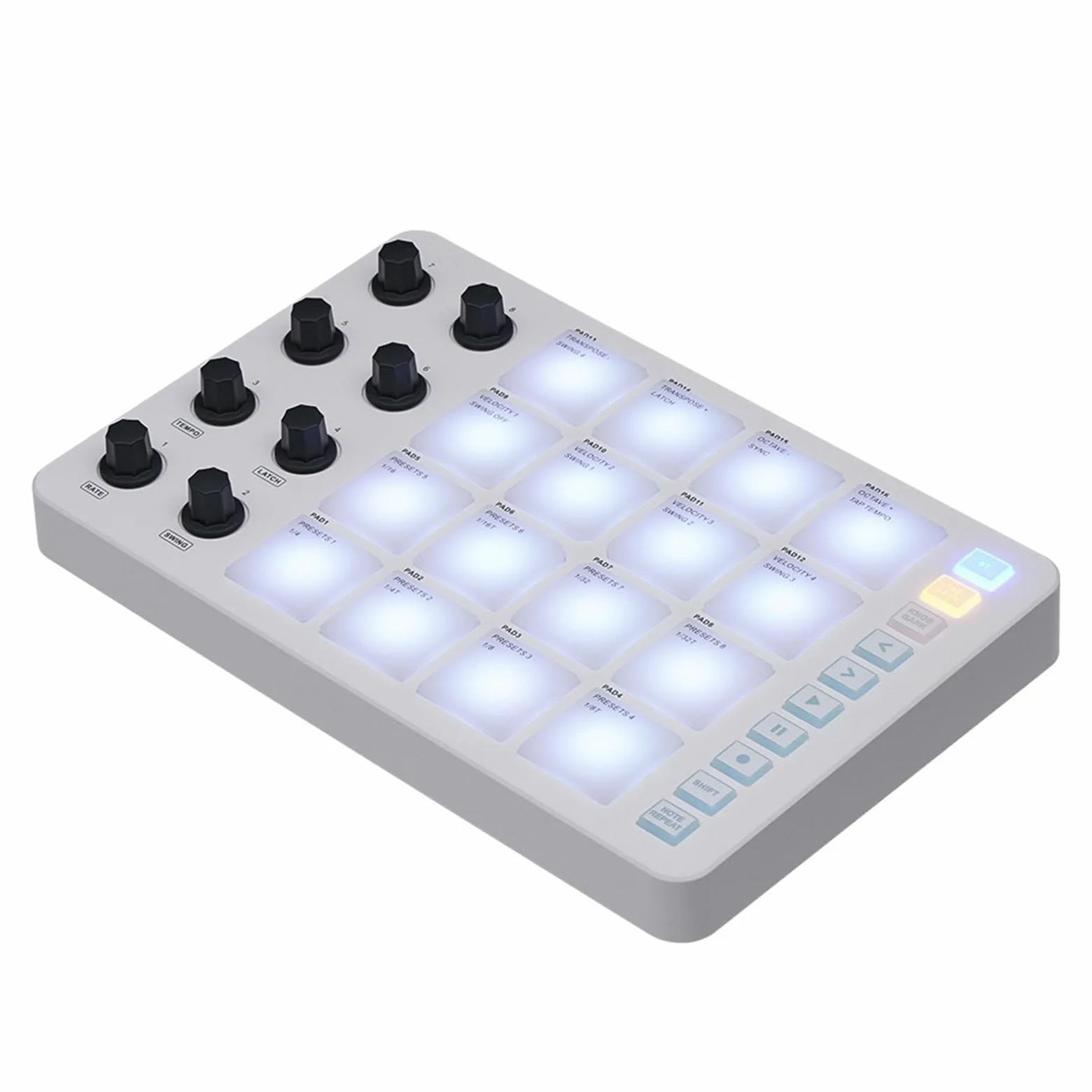 Pratica Tastiera Controller USB con 16 Pad Batteria retroilluminati Display LED, Tastiera Professionale 8 manopole Produzione Musicale