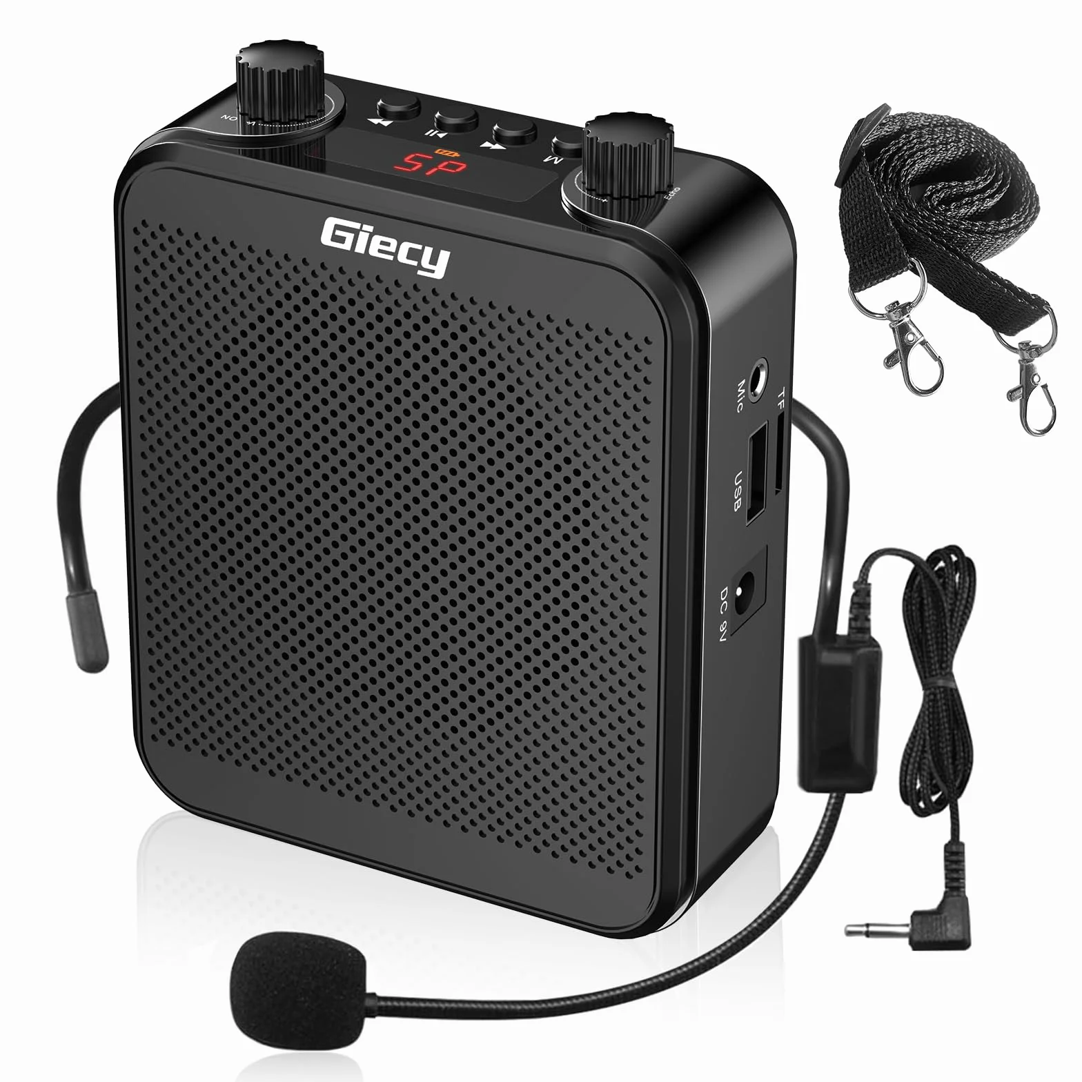 Amplificatore vocale portatile con microfono cuffia 30W Batteria ricaricabile 2800mah Sistema PA amplificatore vocale mini per insegnanti, guida turistica, allenatori, presentatori