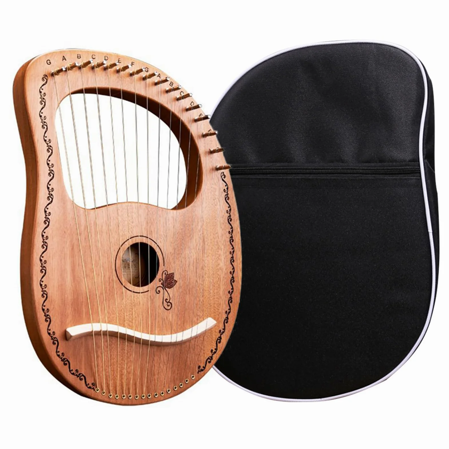 Arpa Lyra 16 corde strumento lira, corpo in mogano 16 strumenti a corde di | arpa Lyra in metallo, arpa robusta in mogano, strumento professionale per orchestra per gli amanti