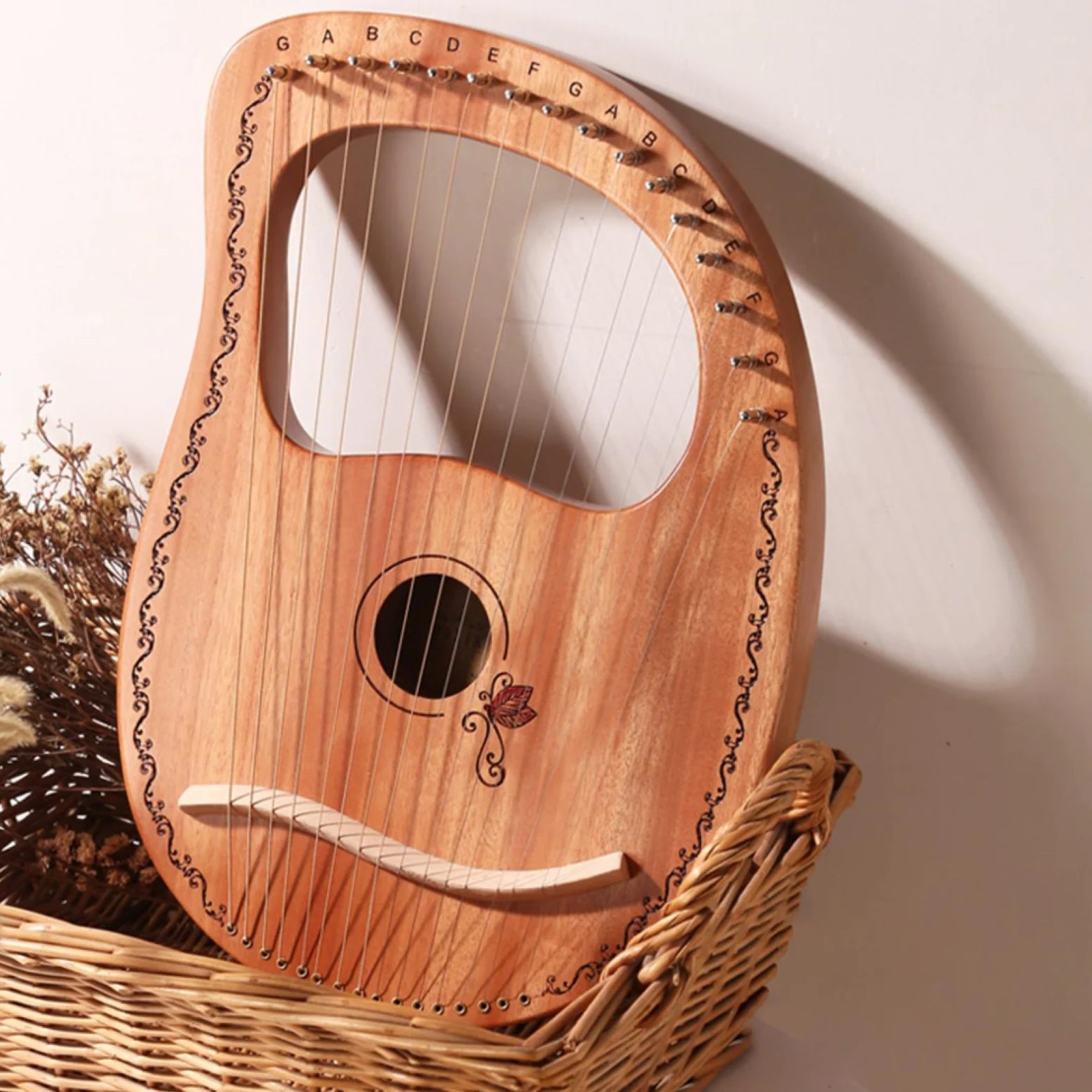 Arpa Lyra 16 corde strumento lira, corpo in mogano 16 strumenti a corde di | arpa Lyra in metallo, arpa robusta in mogano, strumento professionale per orchestra per gli amanti