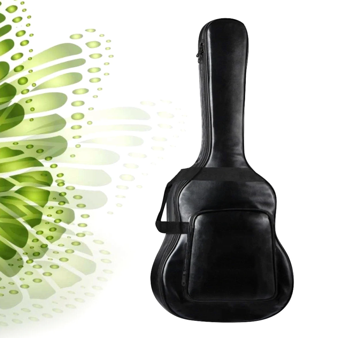 GALPADA Borsa per Chitarra Acustica 40/41 Pollici Pu Nera Doppia Tracolla | Modello Portatile, Design Ergonomico, Tasca Esterna Ampia, Adatta a Esibizioni All'aperto e Training