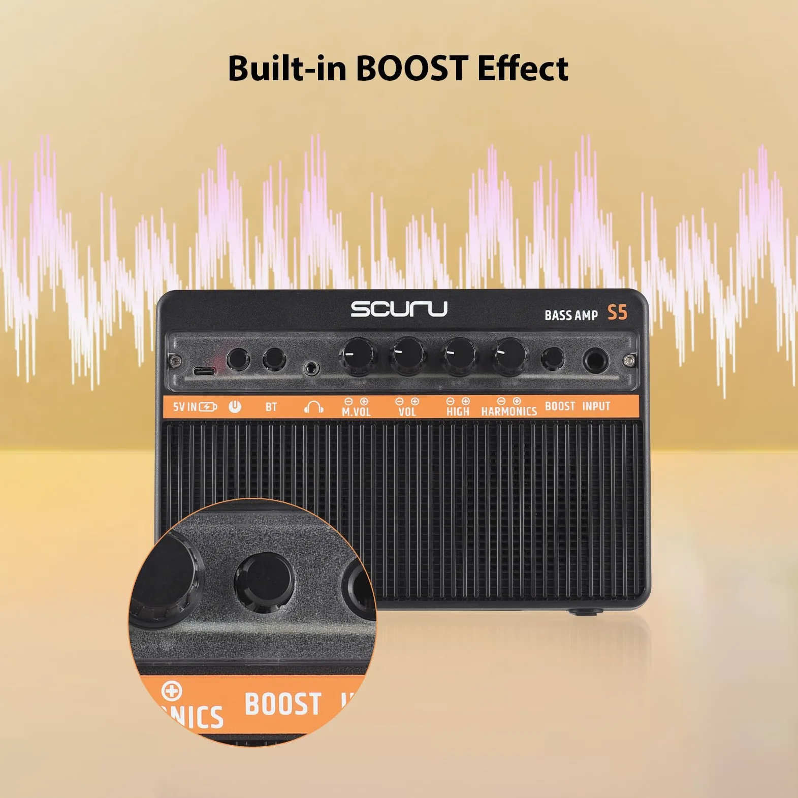 Btuty 20W Piccolo Basso Elettrico Amplificatore Portatile Basso Chitarra Pratica Altoparlante per Pratica Quotidiana Prestazioni di Strada Amplificatore Ricaricabile Supporta Connessione BT/Cuffia