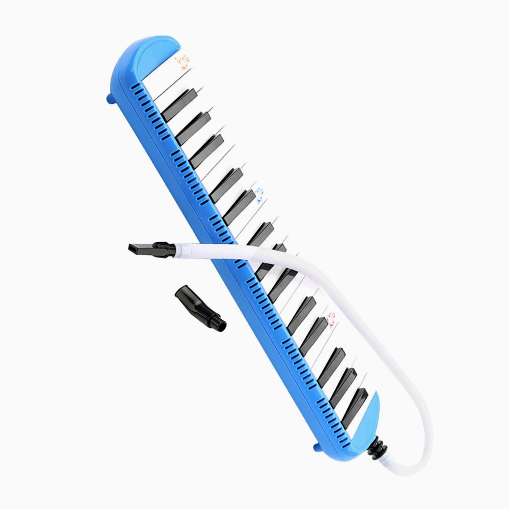 Melodica 32 Tasti per Principianti con Tubo e Bocchino | Strumento a Fiato in Plastica, Design Blu Bianco D119, Adatta a Festa e Performance