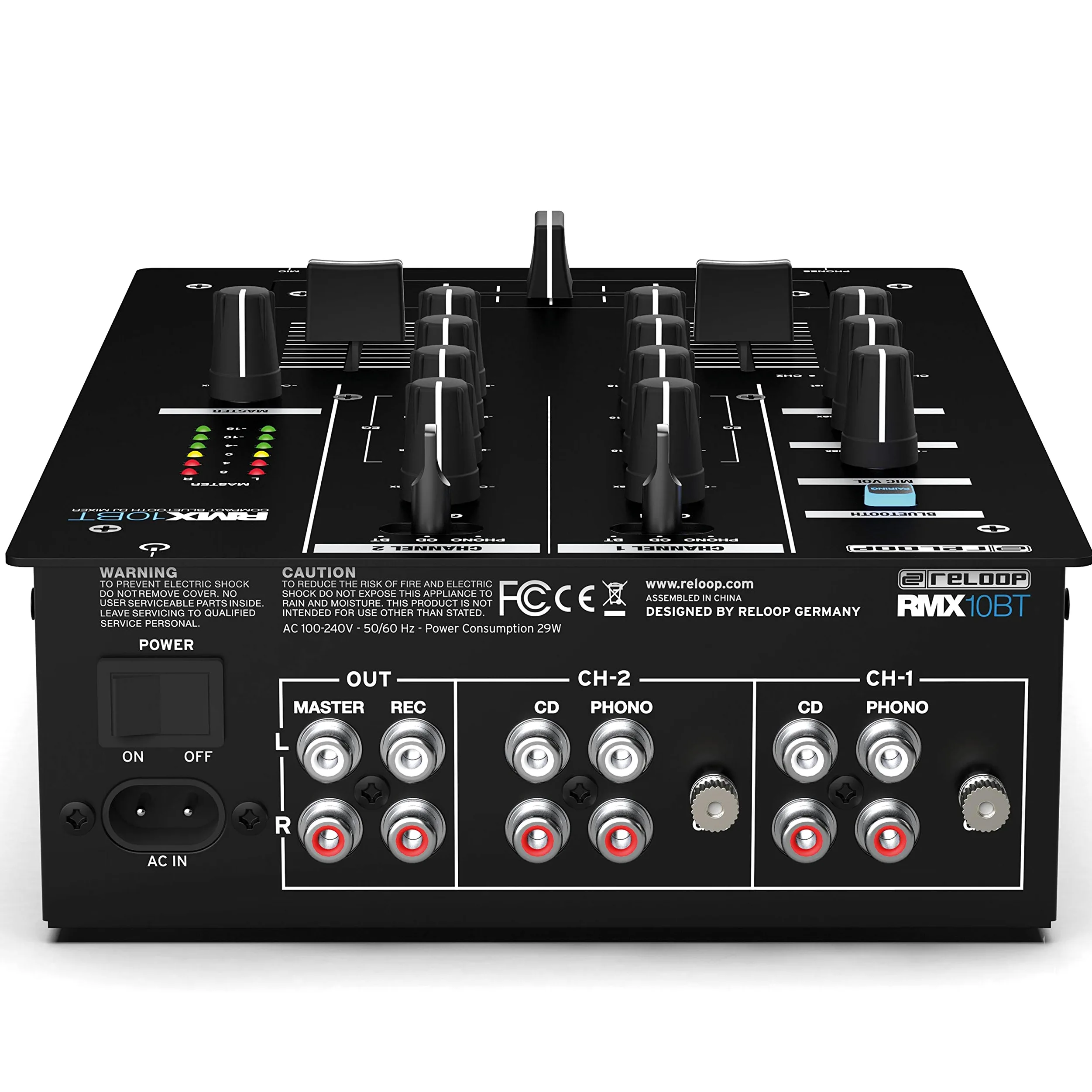 Reloop RMX-10 BT - Mixer DJ Bluetooth A 2 Canali Con Connettività Integrata, Nero