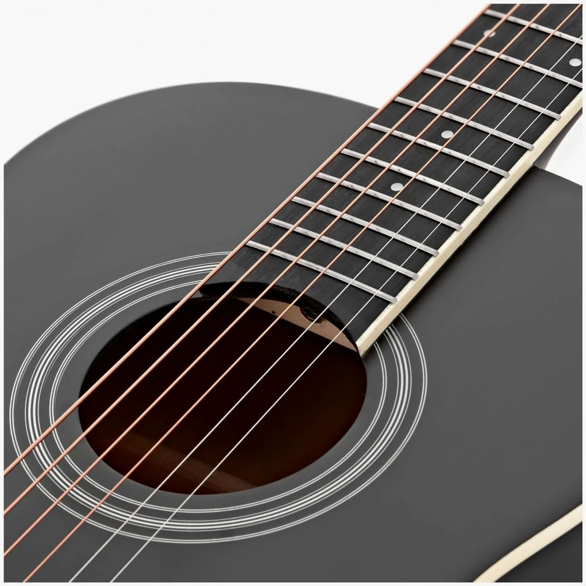 Chitarra acustica Parlour e pacchetto di accessori di Gear4music, nero | Corpo Compatto Ideale per Viaggiare, Tiglio per Toni Chiari ed Equilibrati, Borsa Corde Accordatore e Capotasto, Nero