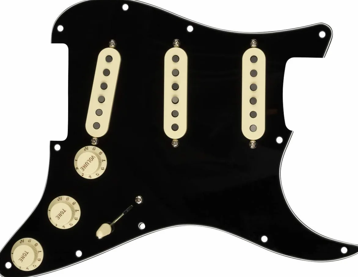 Fender PickGuard Pre-cablato Strat Negozio Personalizzato Fat 50's - S / S / S - Pergamment White