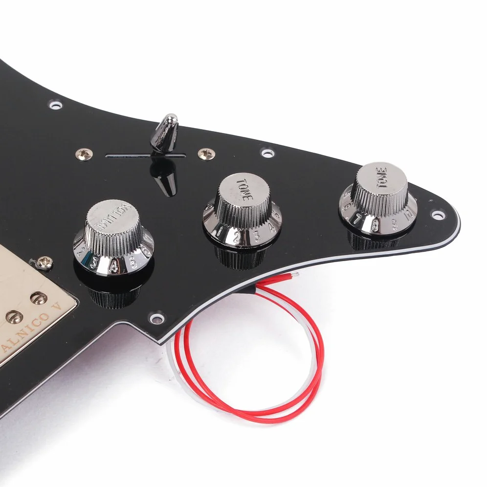 Alnicov Set battipenna precablato caricato SSH Pickup humbucker a bobina singola SSH Alnico V ， per sostituzione chitarra elettrica Fender Strat ST ， Nero