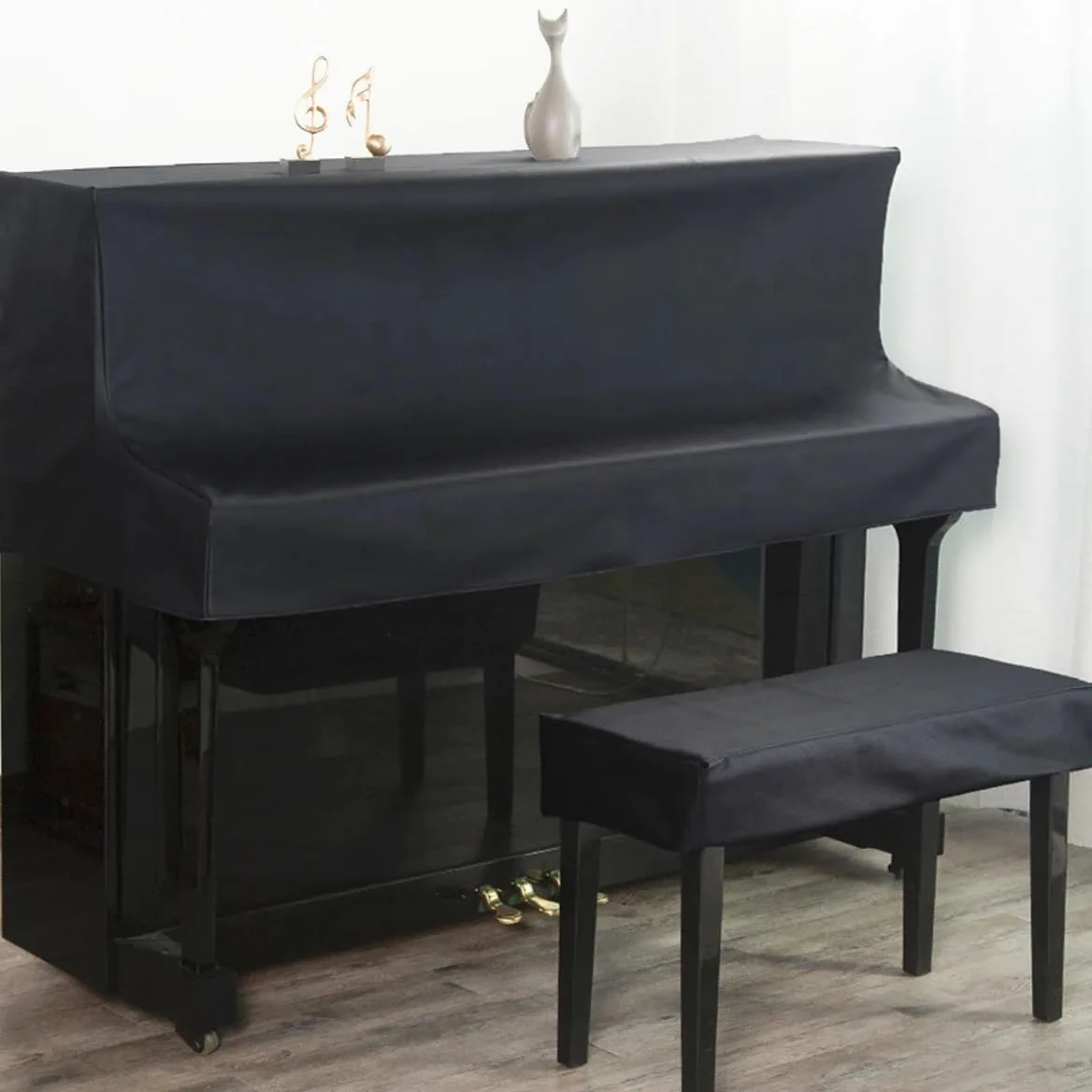 Semplice e lussuosa copertura for pianoforte, lavabile senza lavaggio, in tessuto scientifico tecnologico, mezza for Per Proteggere Il Pianoforte(Black,Height 126-133 piano)