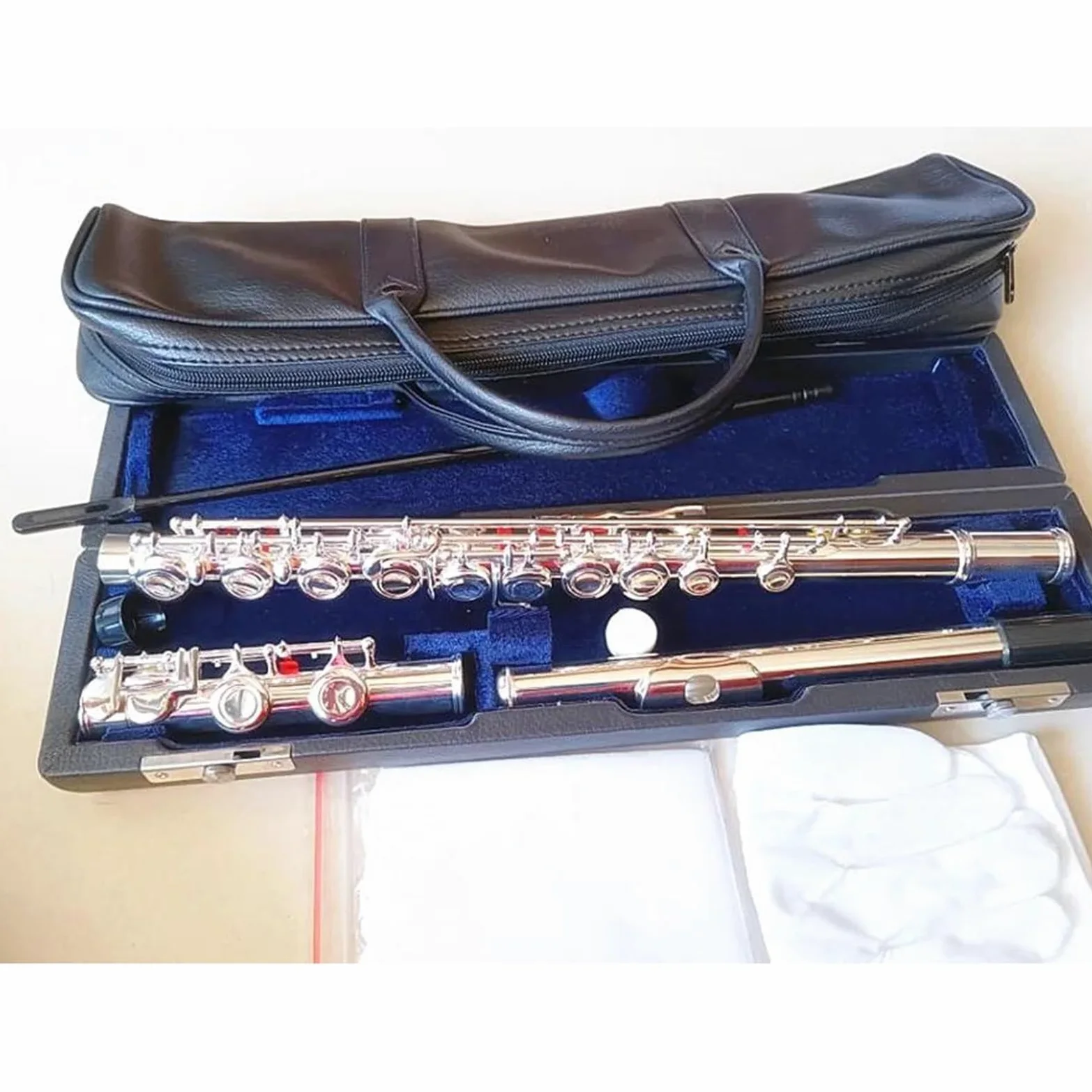 Professionale Flauto Traverso Corpo Placcato Argento Cupronichel 16 Fori Fori Chiusi Strumento Flauto Traverso Chiave C Con Chiave Mi
