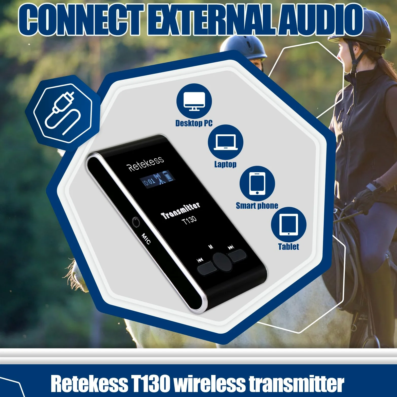 Retekess T130-T131 Sistema di Guide Turistiche, Set di Guide Turistiche con Cuffie, Wireless Tour Guide System, PLL Tecnologia, 60 M, Adatto per tour a piedi della città