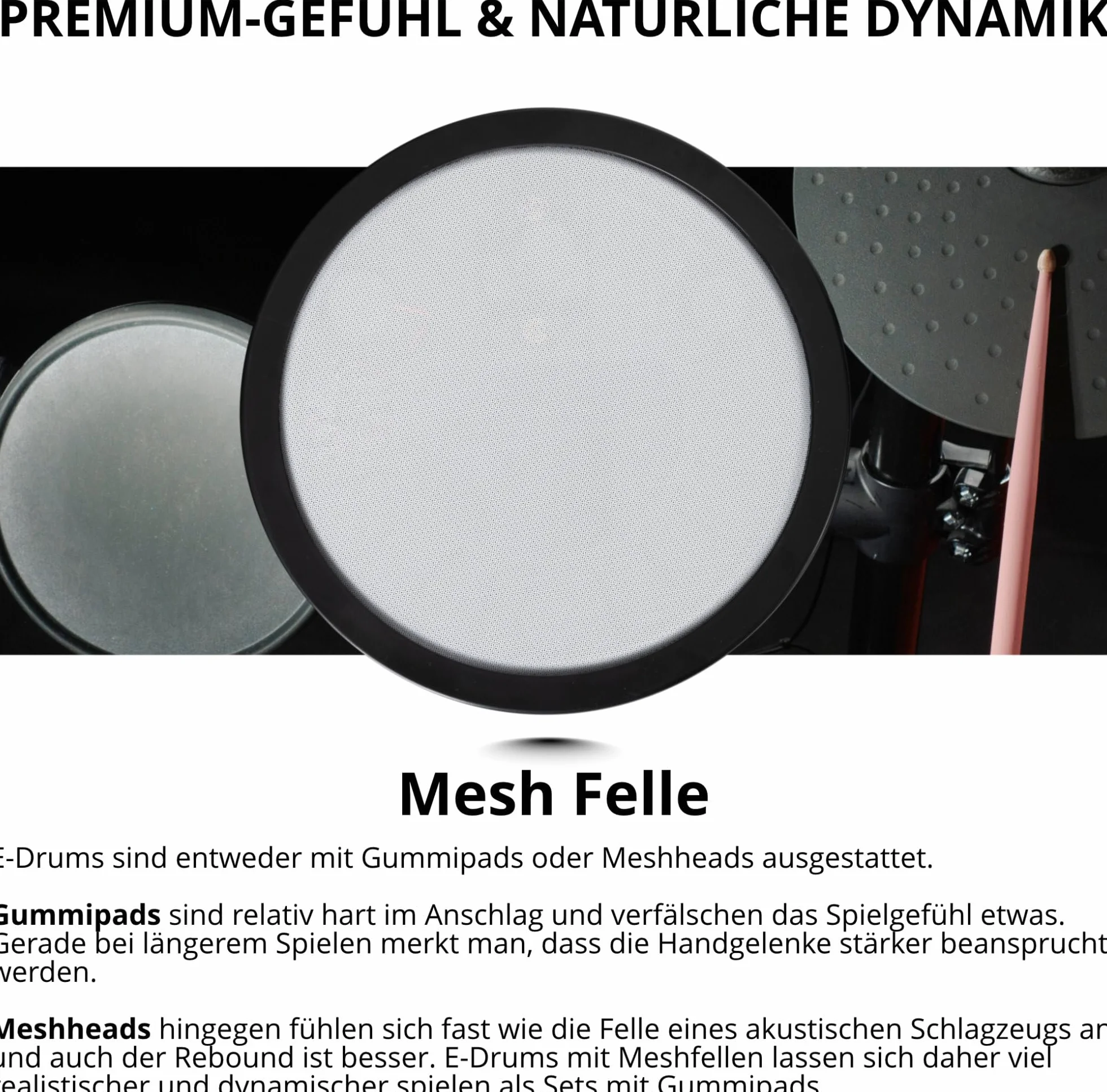XDrum DD-250 E-Drum Set con Mesh Heads - Batteria elettronica con 4 pad mesh head, 3 pad piatti, controller a pedale Kick & Snare, rack e bacchette - 12 preset kit con 68 suoni e 10 brani playalong