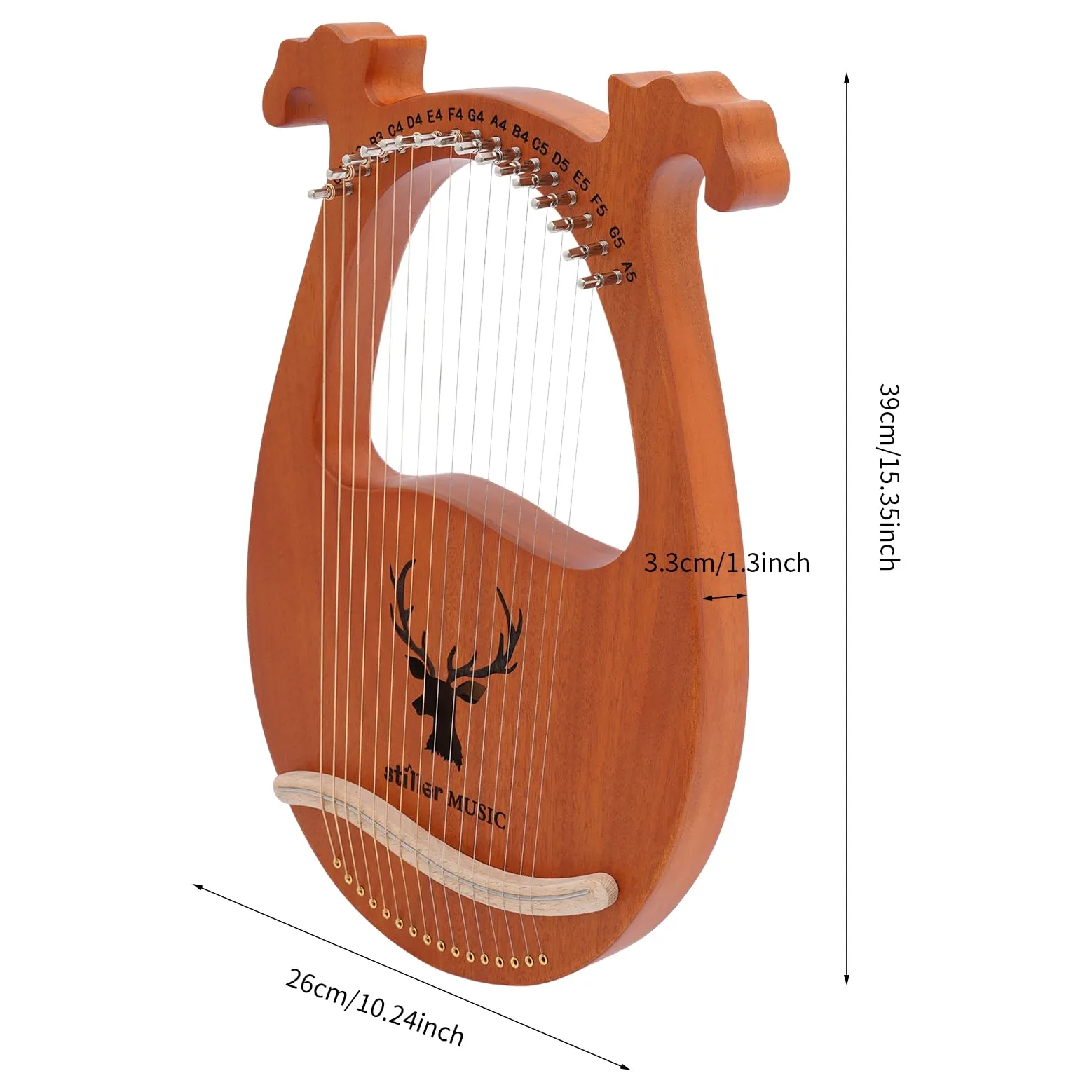 16 stringhe Lyre Harp, strumenti musicali arpa Mahogany Body con chiave a accordo, lobi, plettri (alce - giallo)