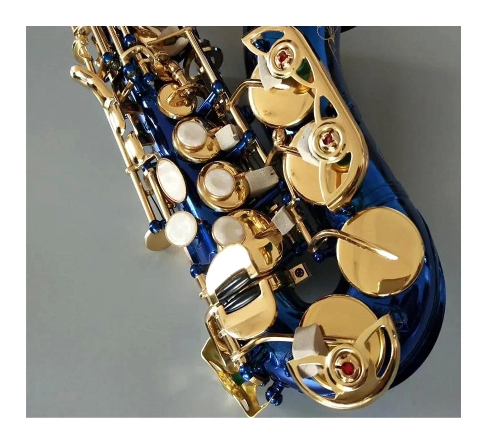 sassofono Sassofono soprano curvo blu Si bemolle in ottone blu cielo oro sax con bocchino custodia