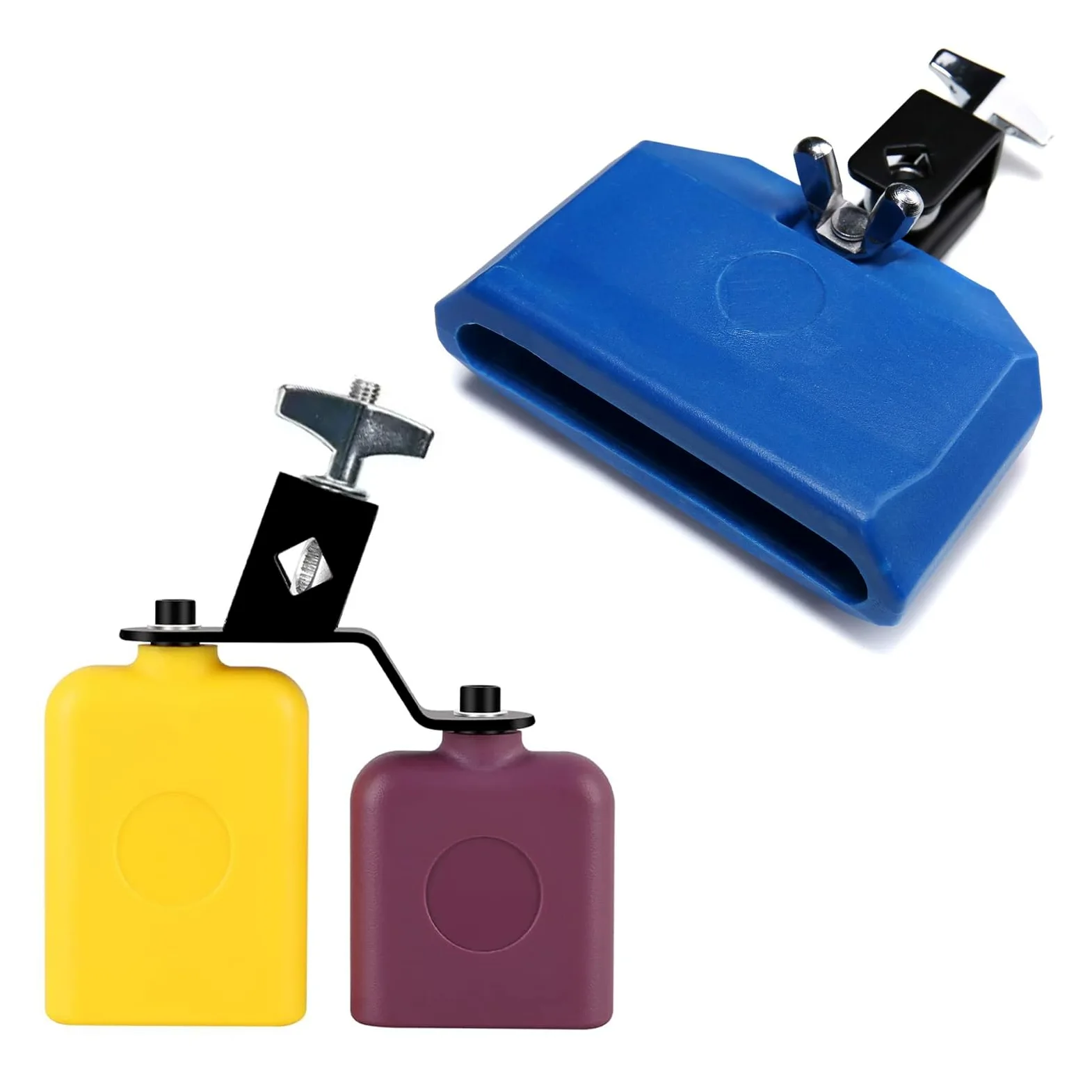 MOONBACK Jam Block Set, Plastic Cow Bell Double Sambago Bell e Blocco Percussioni Musicali, Latino Percussione Strumento Kit