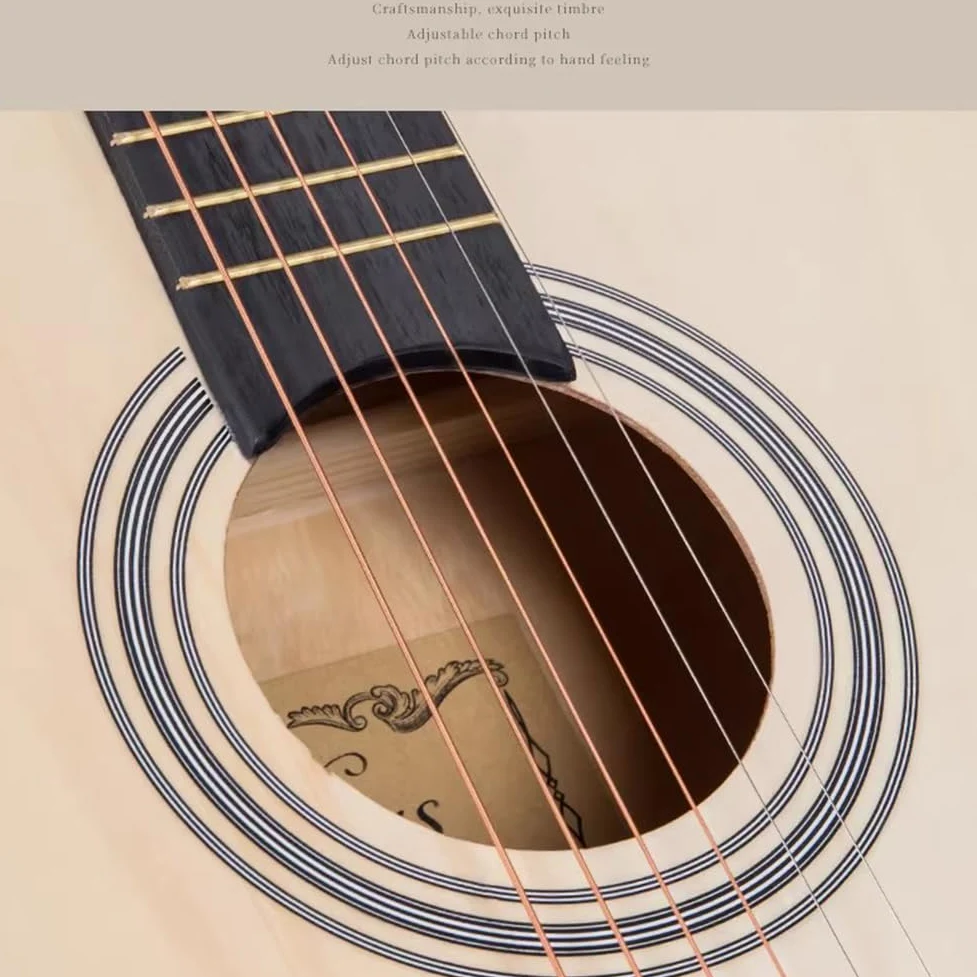 Kit per chitarra acustica con corde in acciaio, completamente in legno lucido, con set di accessori premium e custodia, grigio, 104,1 cm