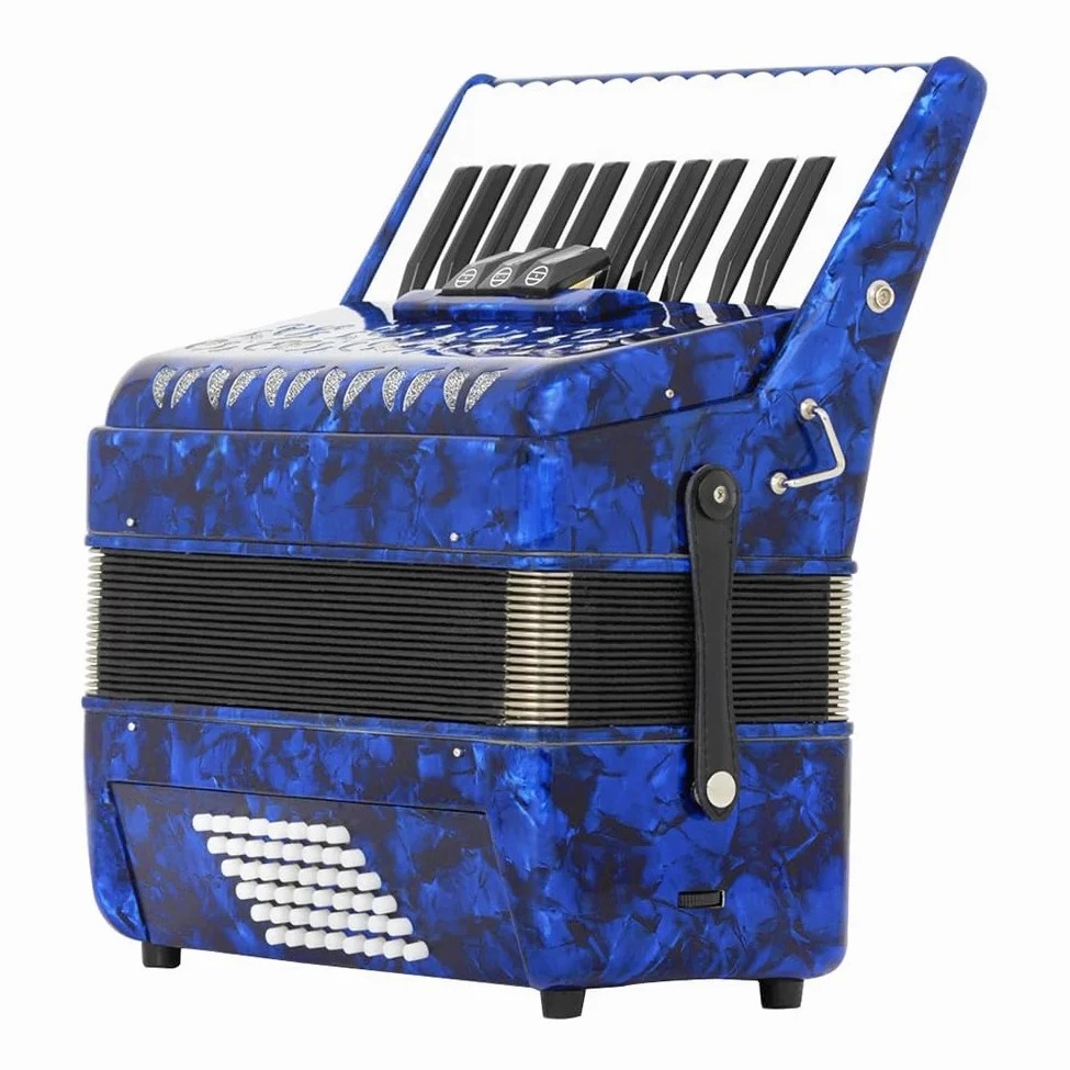 Fisarmoniche, 26 Tasti 48 Bassi Fisarmonica Strumenti a Tastiera Fisarmonica per Principianti Adulti Performance sul Palco con Cinghie Regolabili Custodia (Color : Blue)