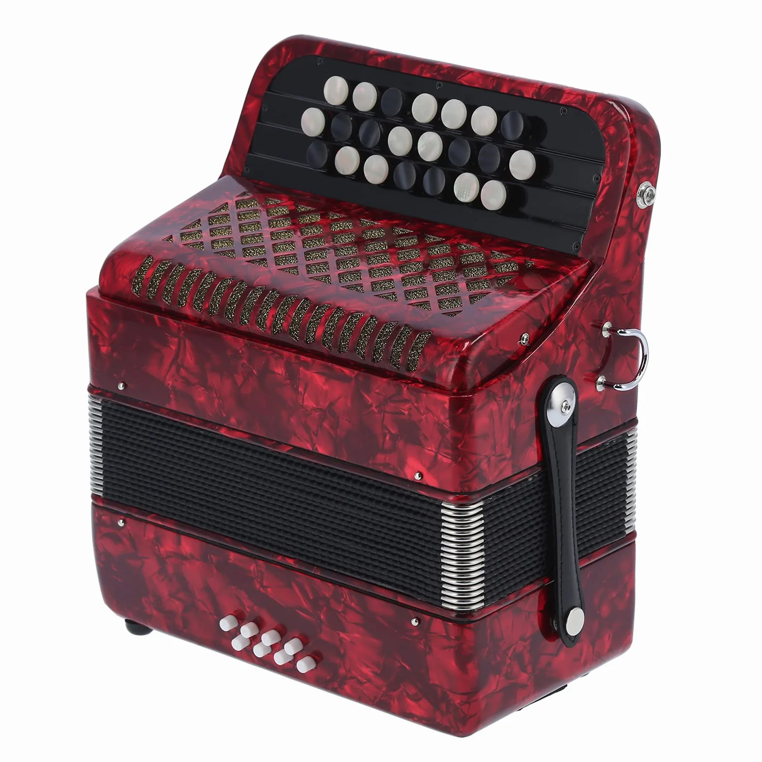 Fisarmonica a 22 Tasti 8 Bassi, Strumento Ad Ancia Professionale per Principianti con Cinghie Posteriori, per Test di qualità, Materiali, Borsa per Fisarmonica (rosso)