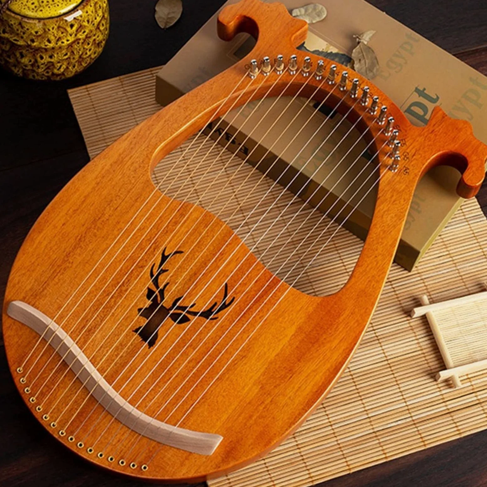 Arpa portatile Arpa in legno mogano Arpa 16 corde Arpa 16 toni Strumento musicale lira portatile