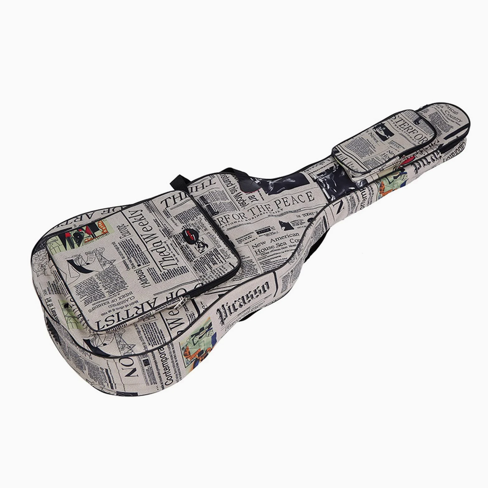 600D Impermeabile Oxford Cloth Giornale Art-Doppia Cucita, Tracolla imbottita Gig Bag per chitarra classica folk da 40 pollici, argento, 41 in