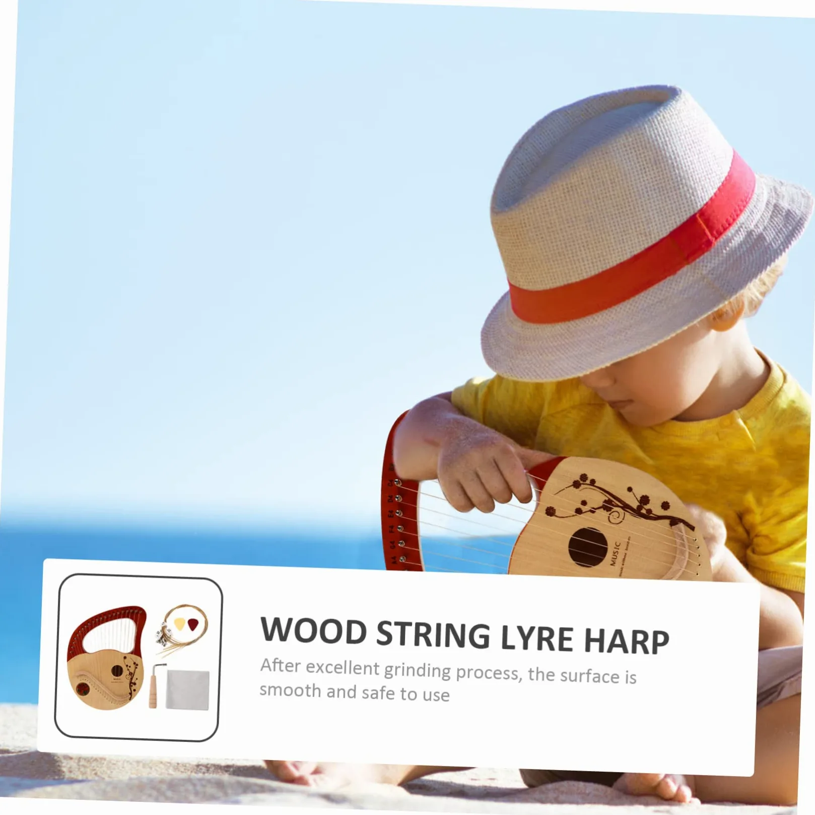 Yardwe Arpa in Legno Corde Strumento Corda Arpa in Legno Massello Corde Con Asta Di Accordatura Di in Strumento Musicale Lira Per Principianti