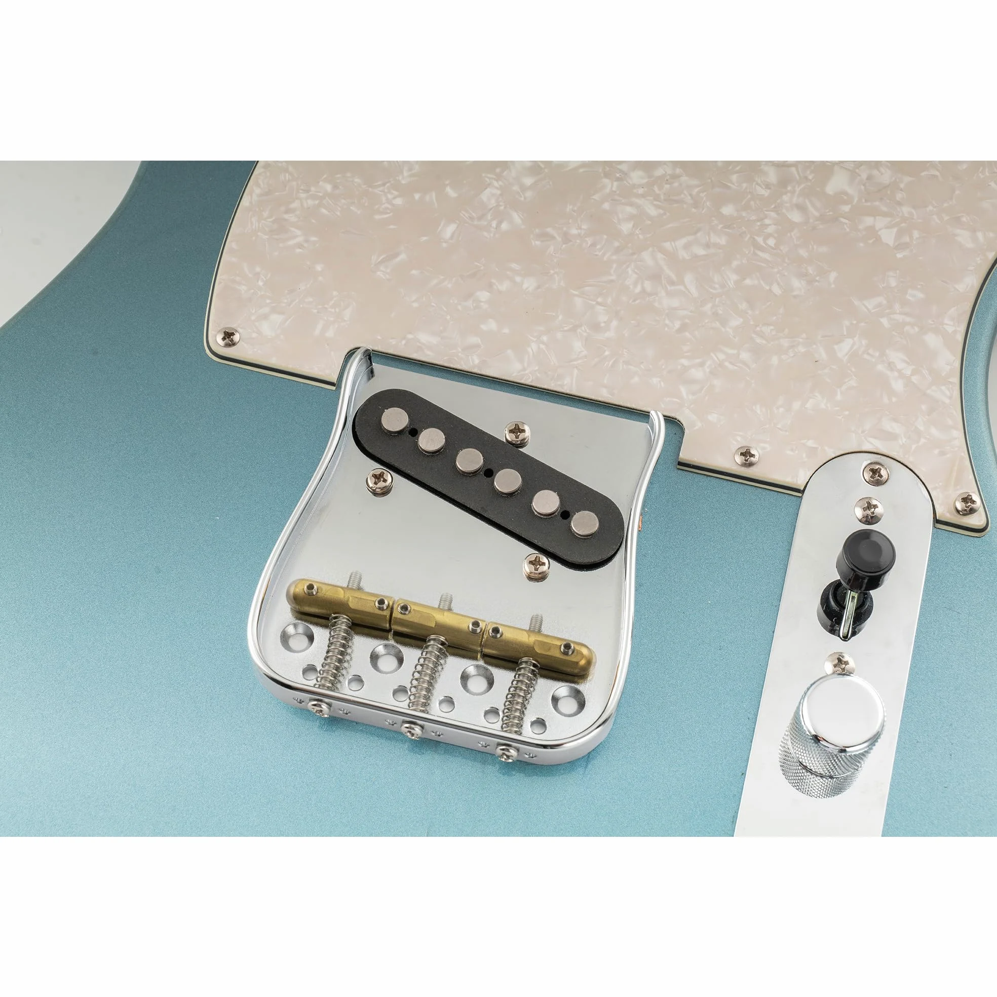 Musiclily Ultra BT013 54mm Curvo Ponte TL Compensato 3 Sellette Cromato | Piastra in Ottone, per Chitarra Elettrica tipo Tele