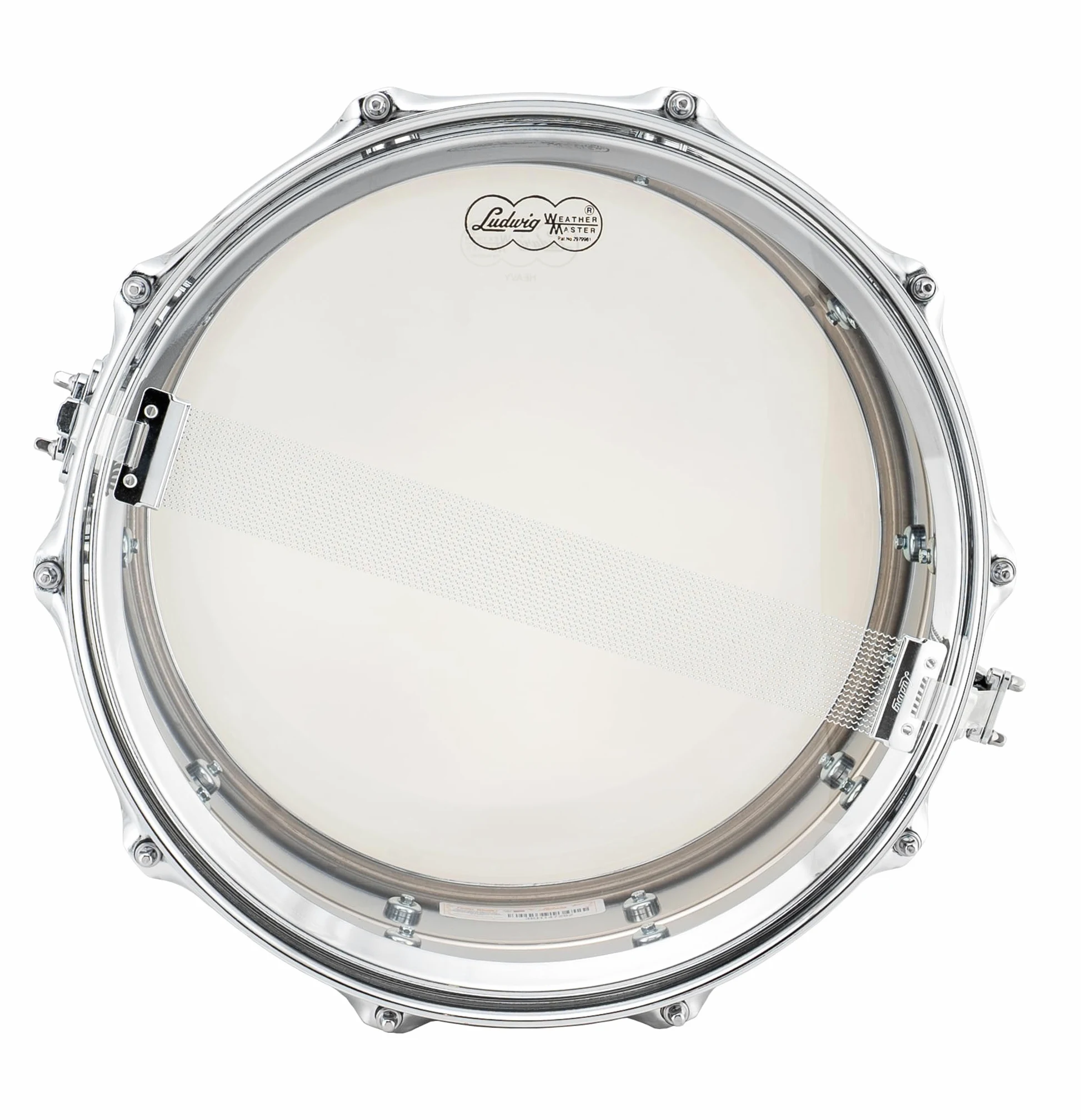 Ludwig LM402 - Tamburo rullante in alluminio cromato liscio, 6,5 x 14 cm, con alette imperiali e colino Supra Phonic