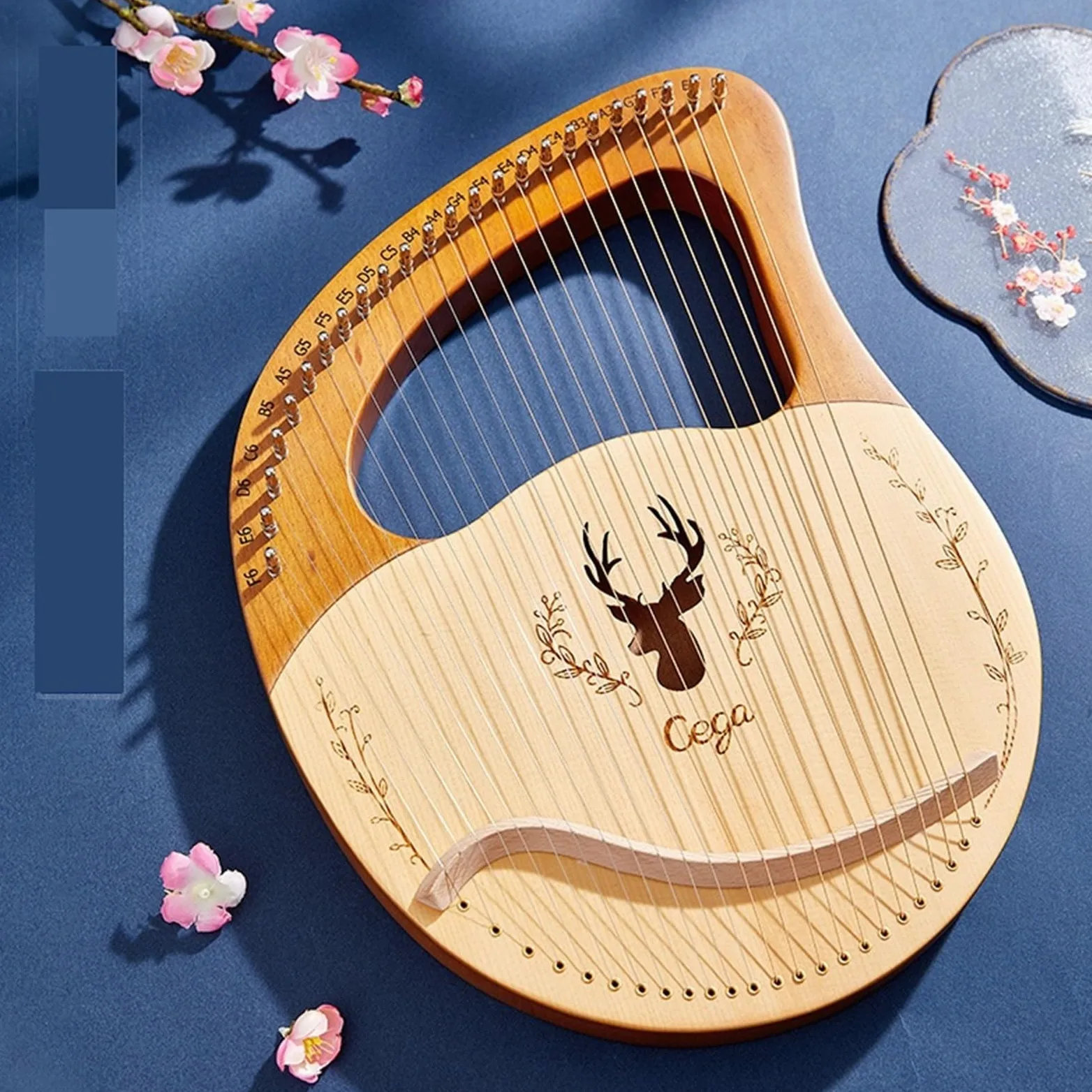 Arpa a lira a 15-24 corde, strumento musicale portatile con custodia, chiave per accordatura, plettri e manuale per principianti